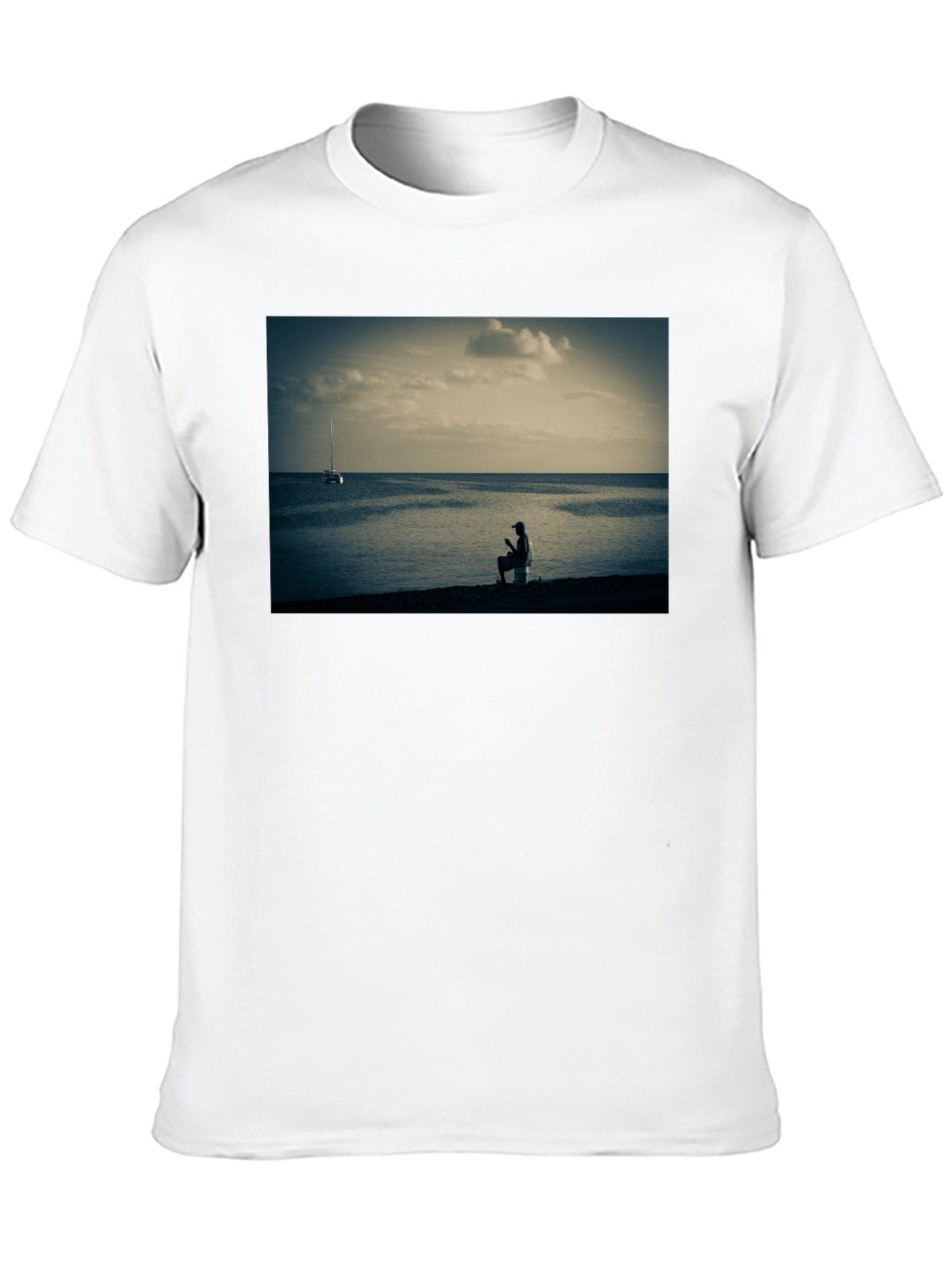 Beach Scene Graphic Tee - Black