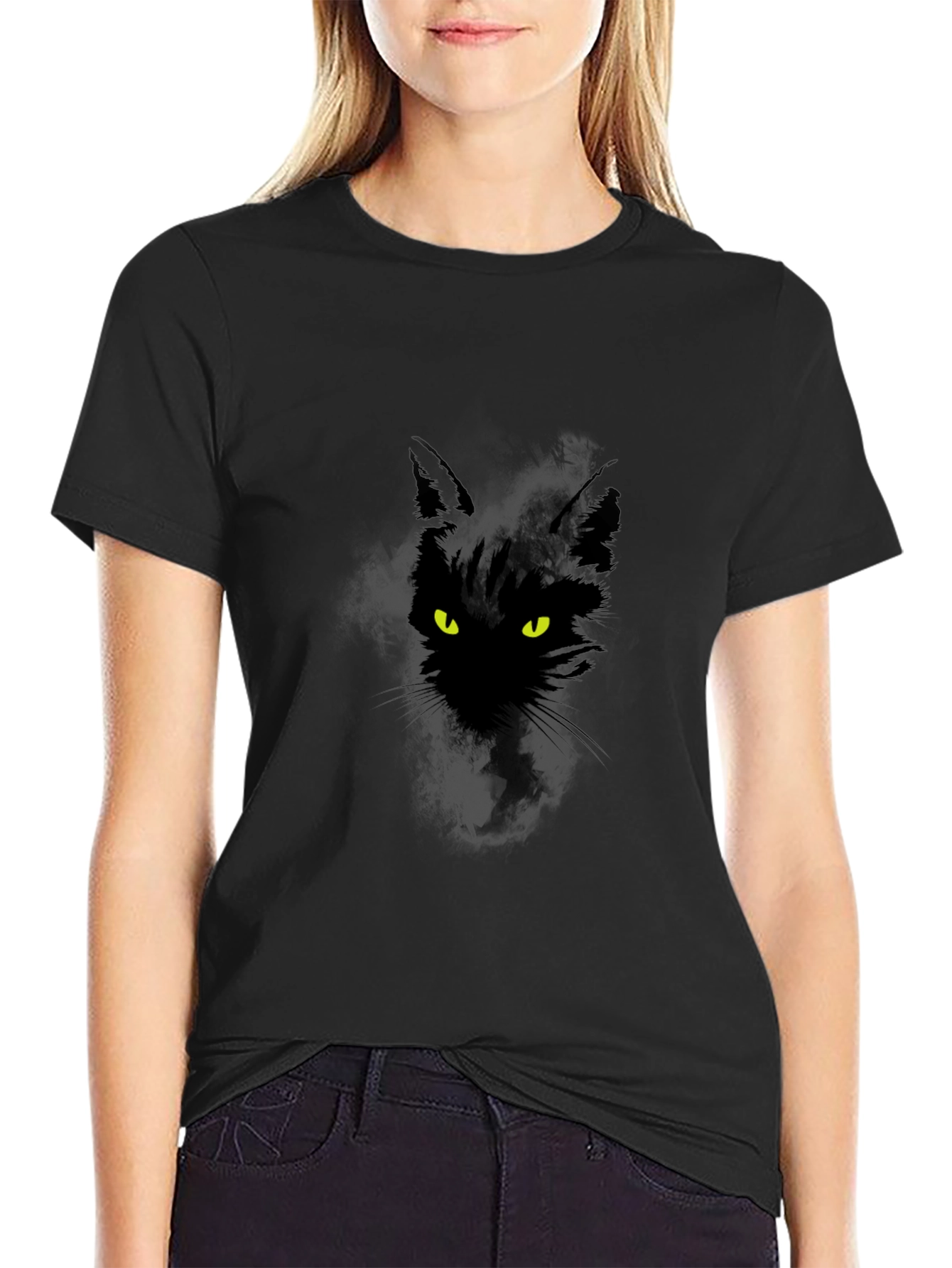 Black Cat Graphic T-Shirt - Mens Casual Tee