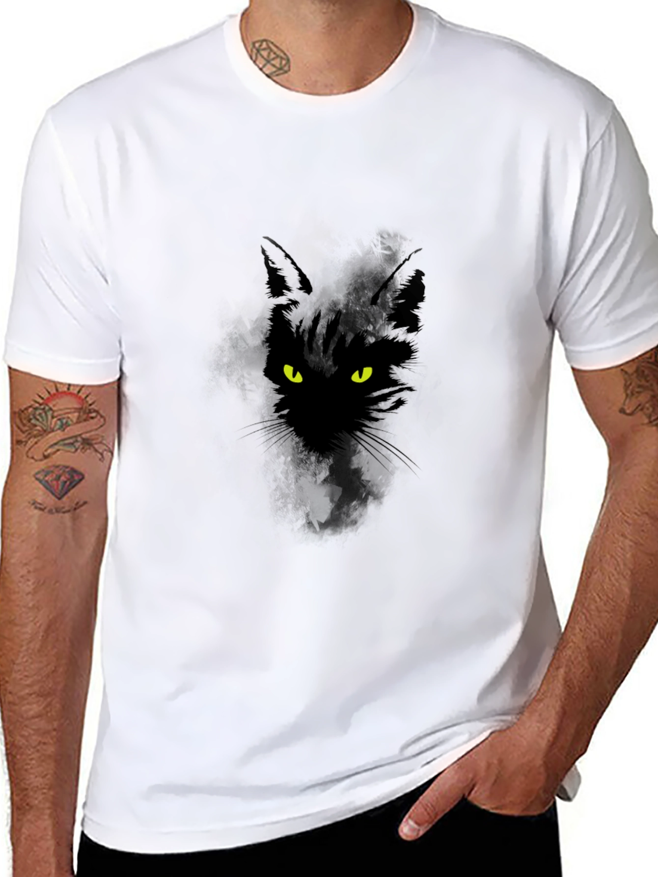 Black Cat Graphic T-Shirt - Mens Casual Tee