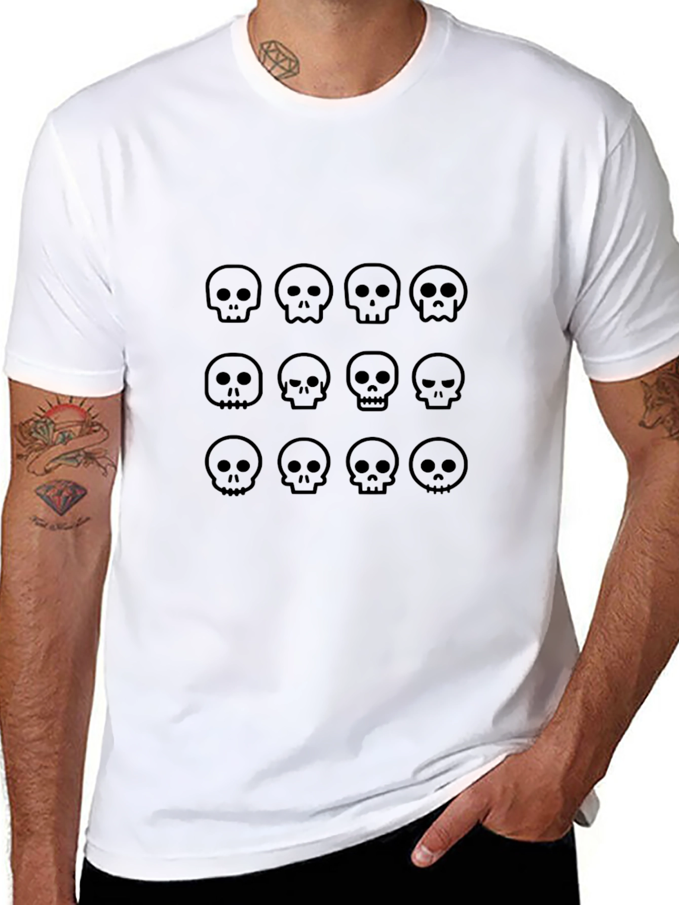 Skull Pattern Black T-Shirt