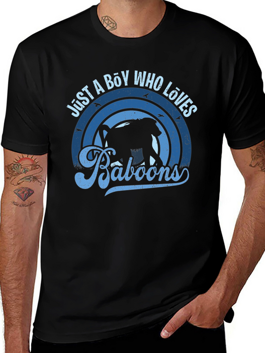 Just A Boy Who Loves Baboons Black Graphic T-Shirt