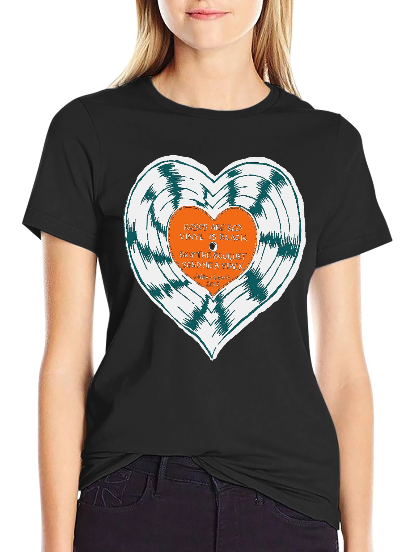 Vinyl Heart Graphic T-Shirt - Black Tee