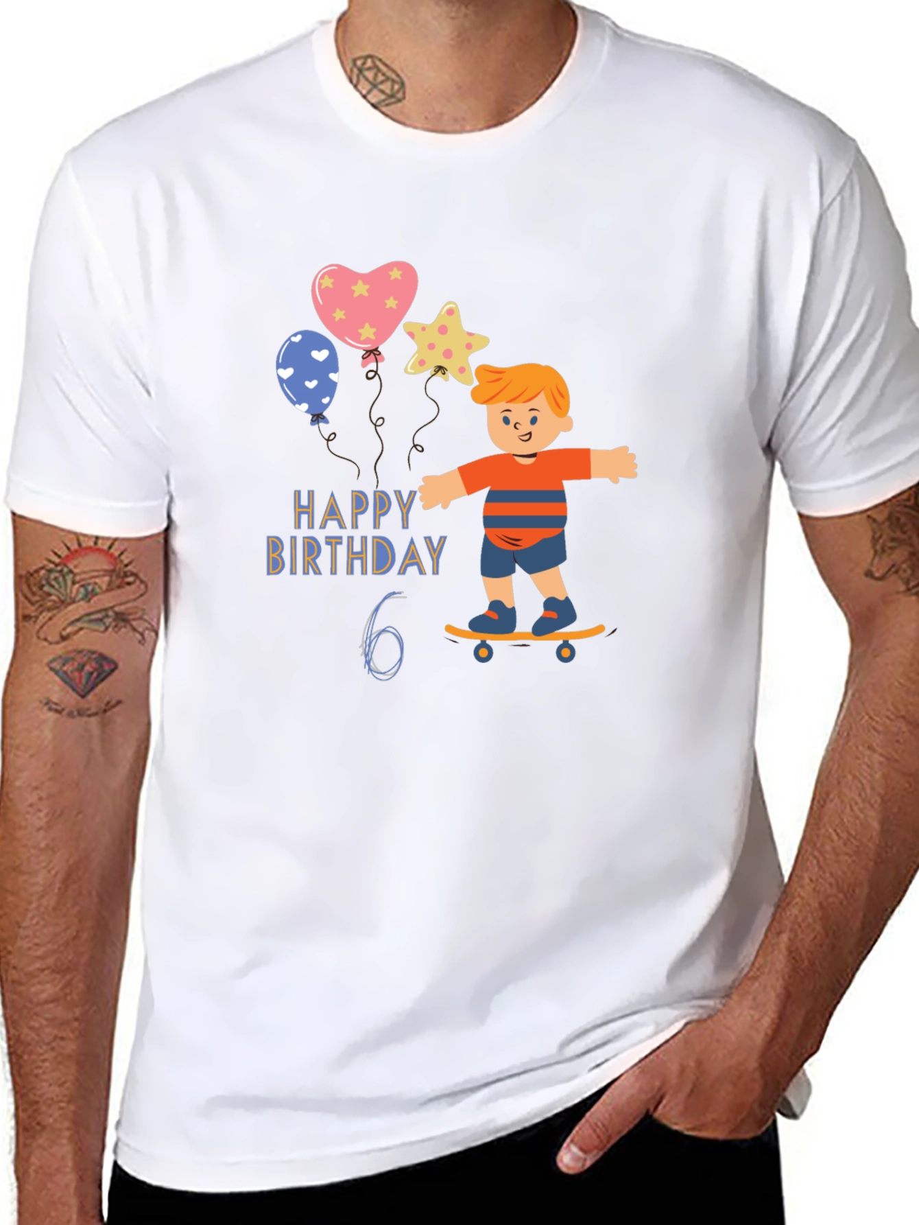 Happy 6th Birthday Skateboard T-Shirt