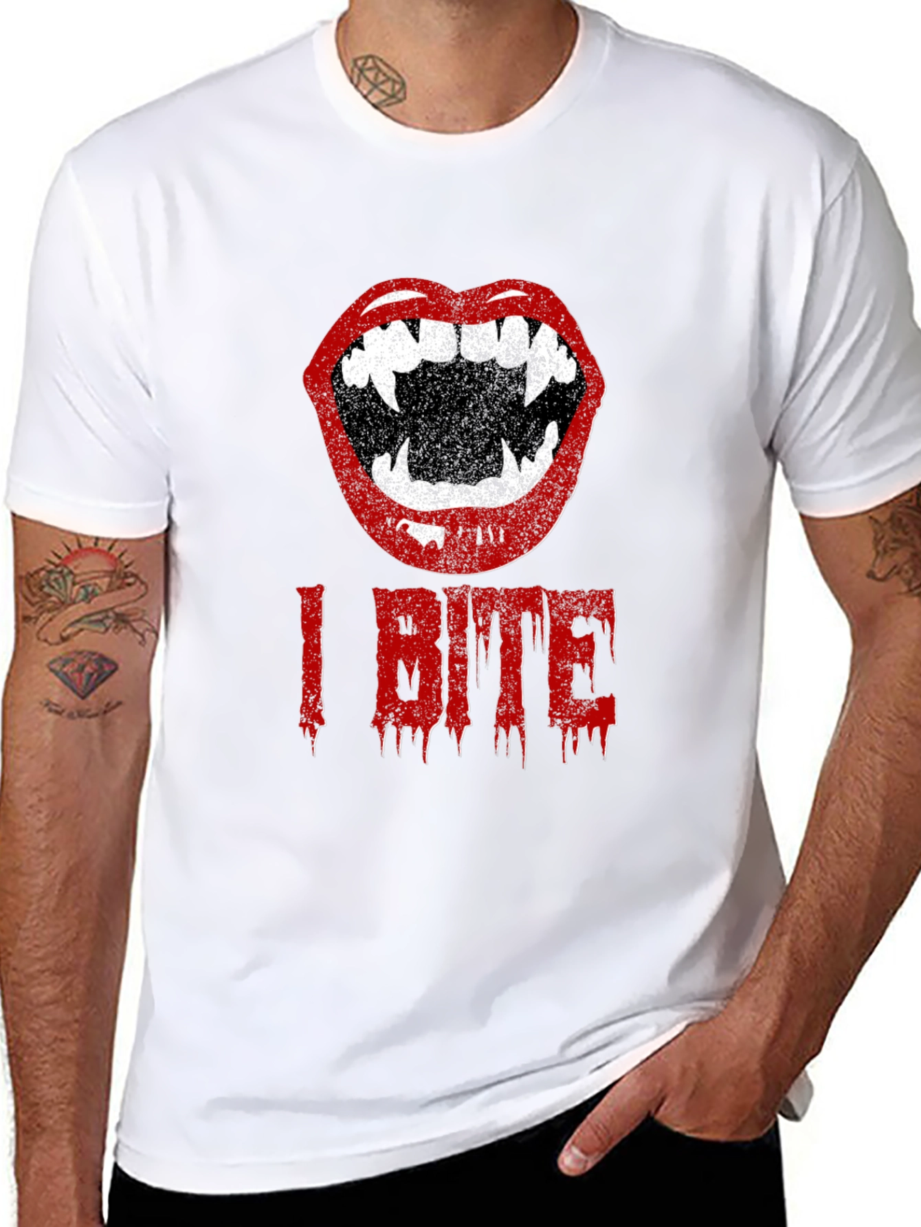 I Bite Vampire Lips Halloween T-Shirt