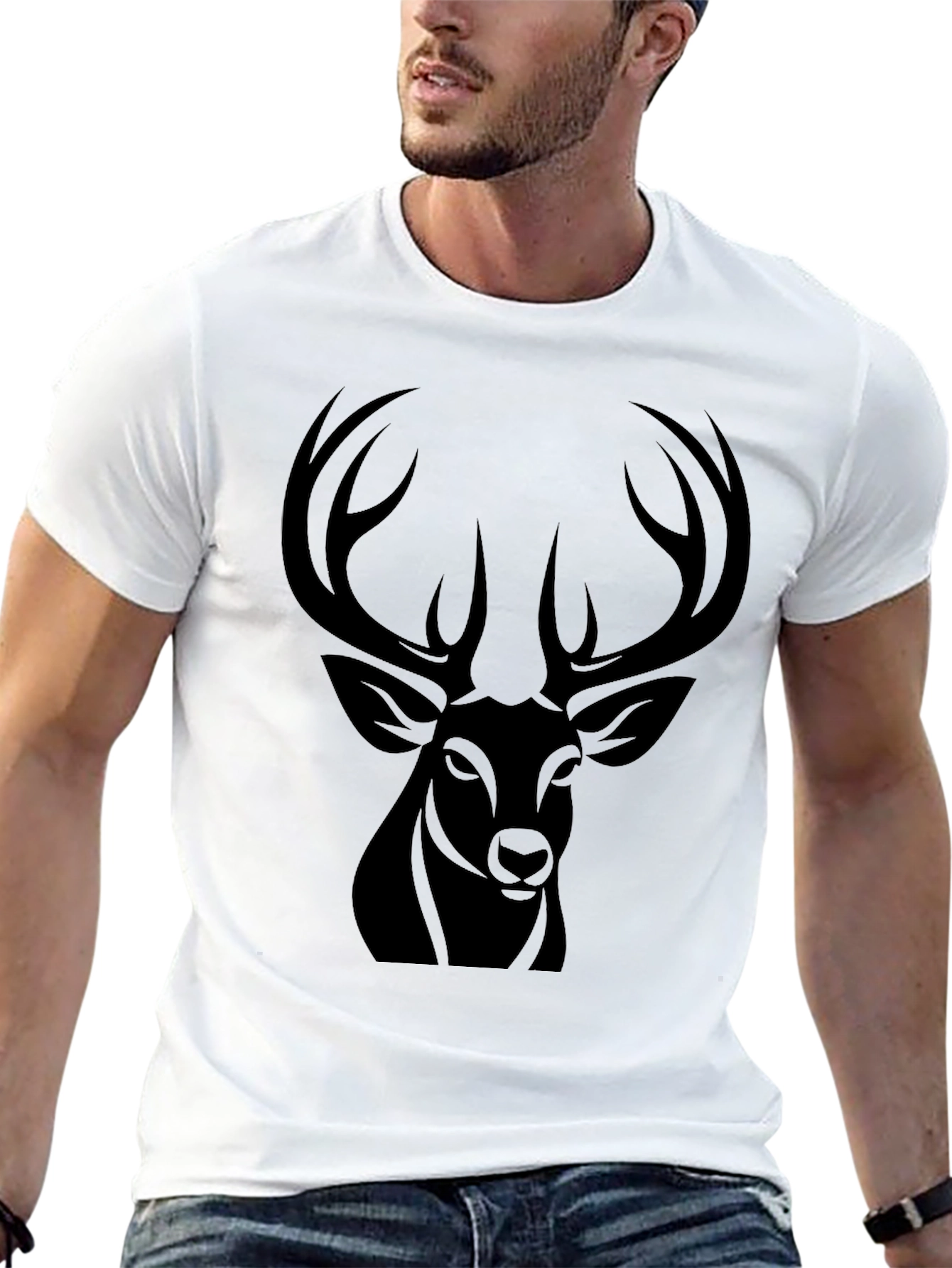 Black Deer Graphic Tee - Mens Casual Fashion