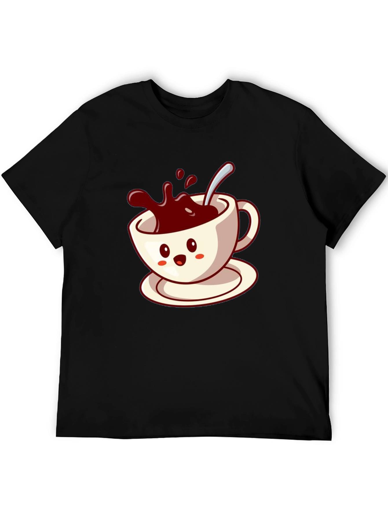 Cute Coffee Cup Graphic Tee - Black Casual Shirt