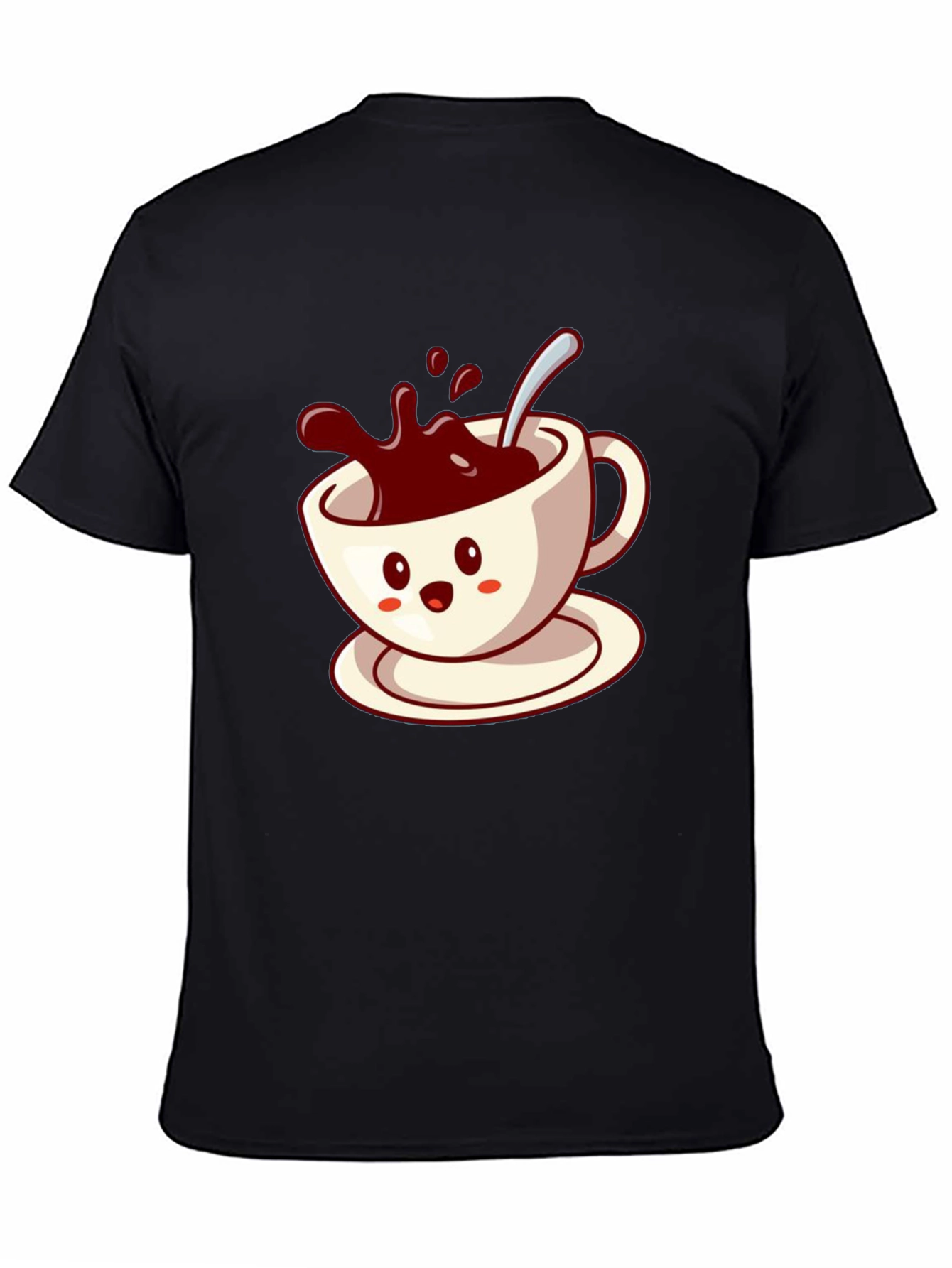 Cute Coffee Cup Graphic Tee - Black Casual Shirt