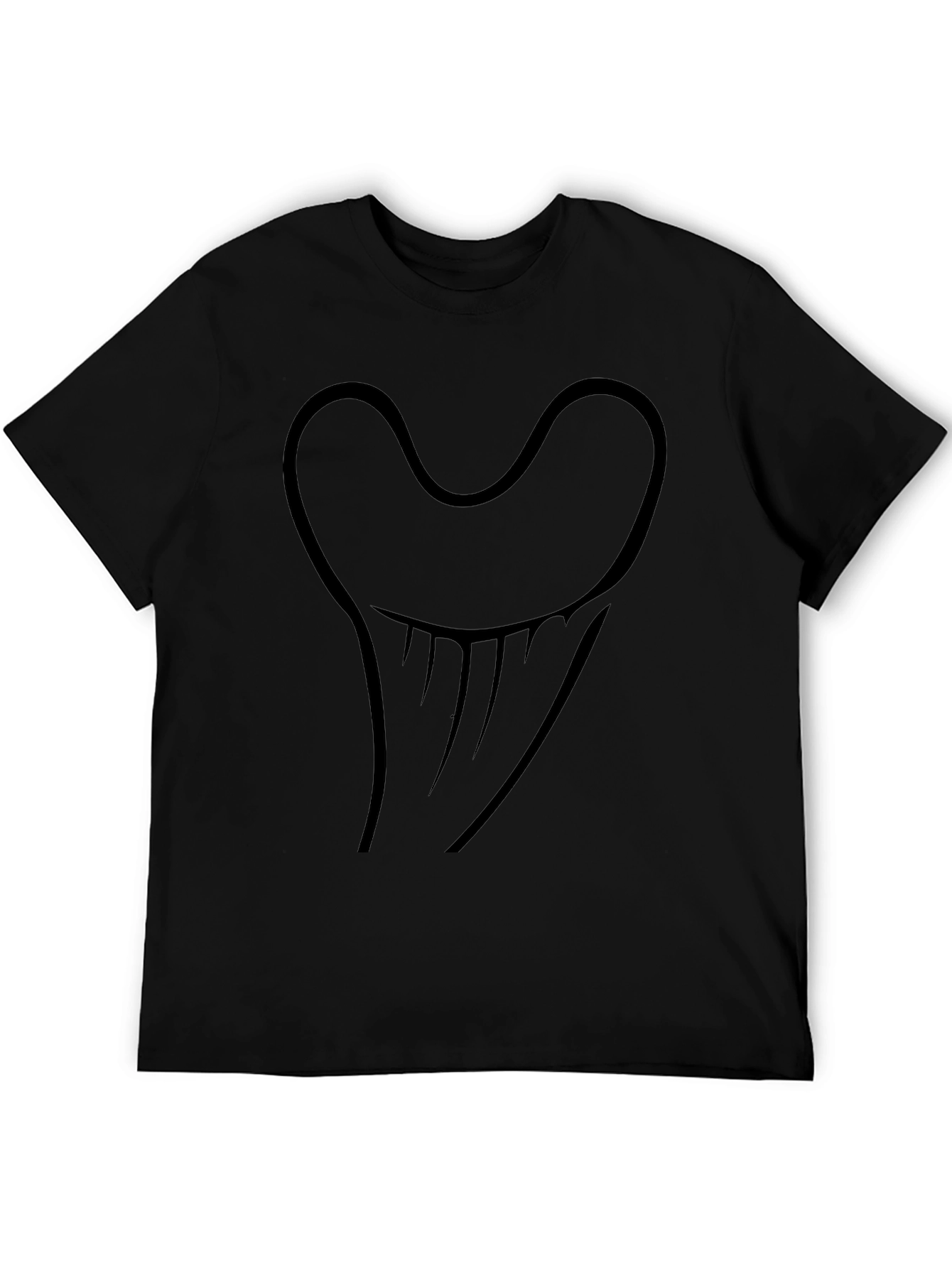 Shark Tooth Graphic Tee - Black Cotton Casual Top