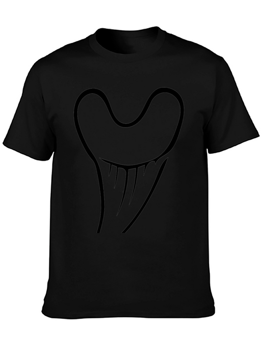 Shark Tooth Graphic Tee - Black Cotton Casual Top