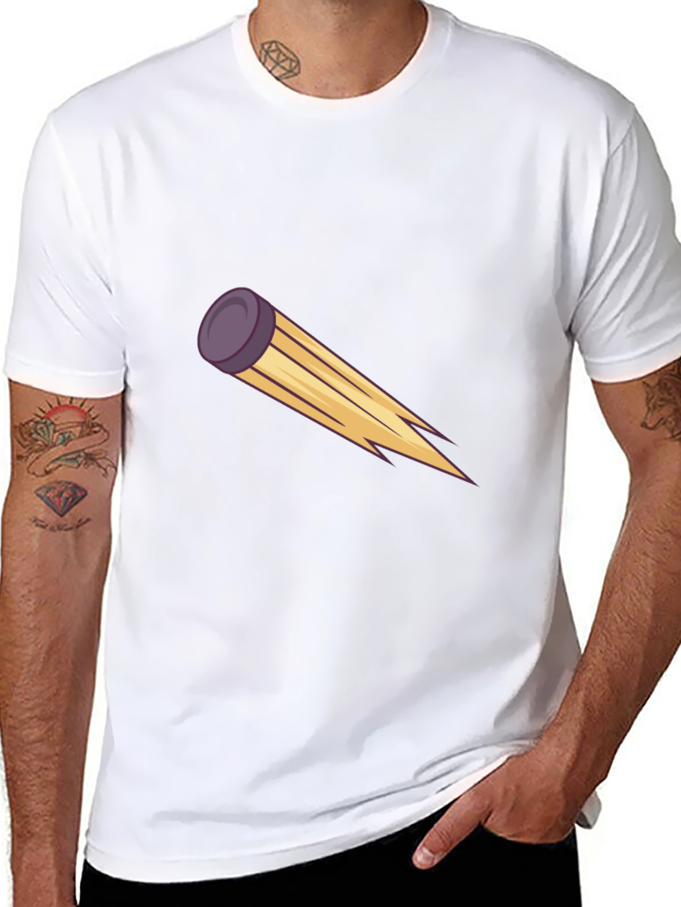 Mens Black Tee with Graphic Flying Disc