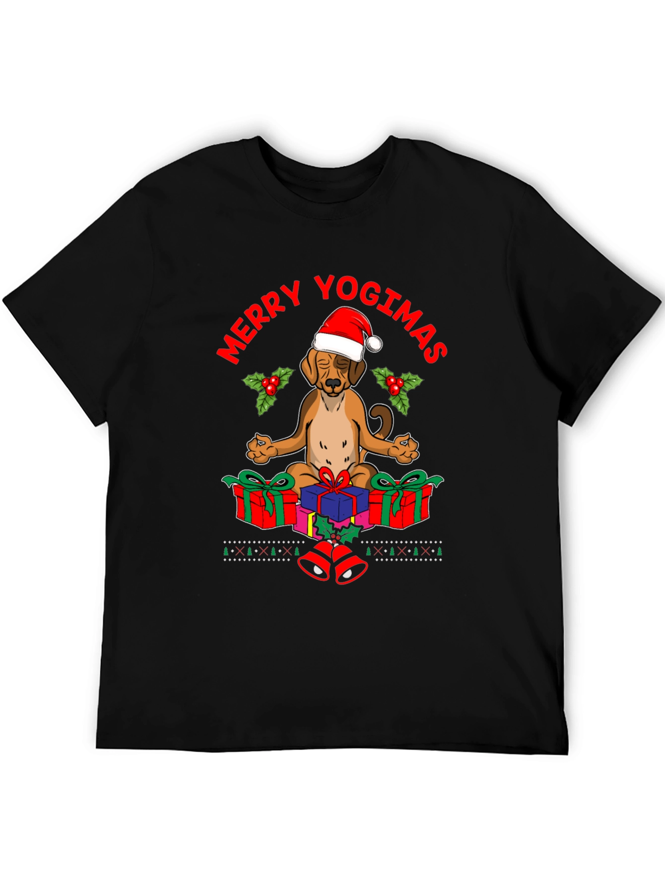 Merry Yogimas Dog T-Shirt - Holiday Yoga Gifts
