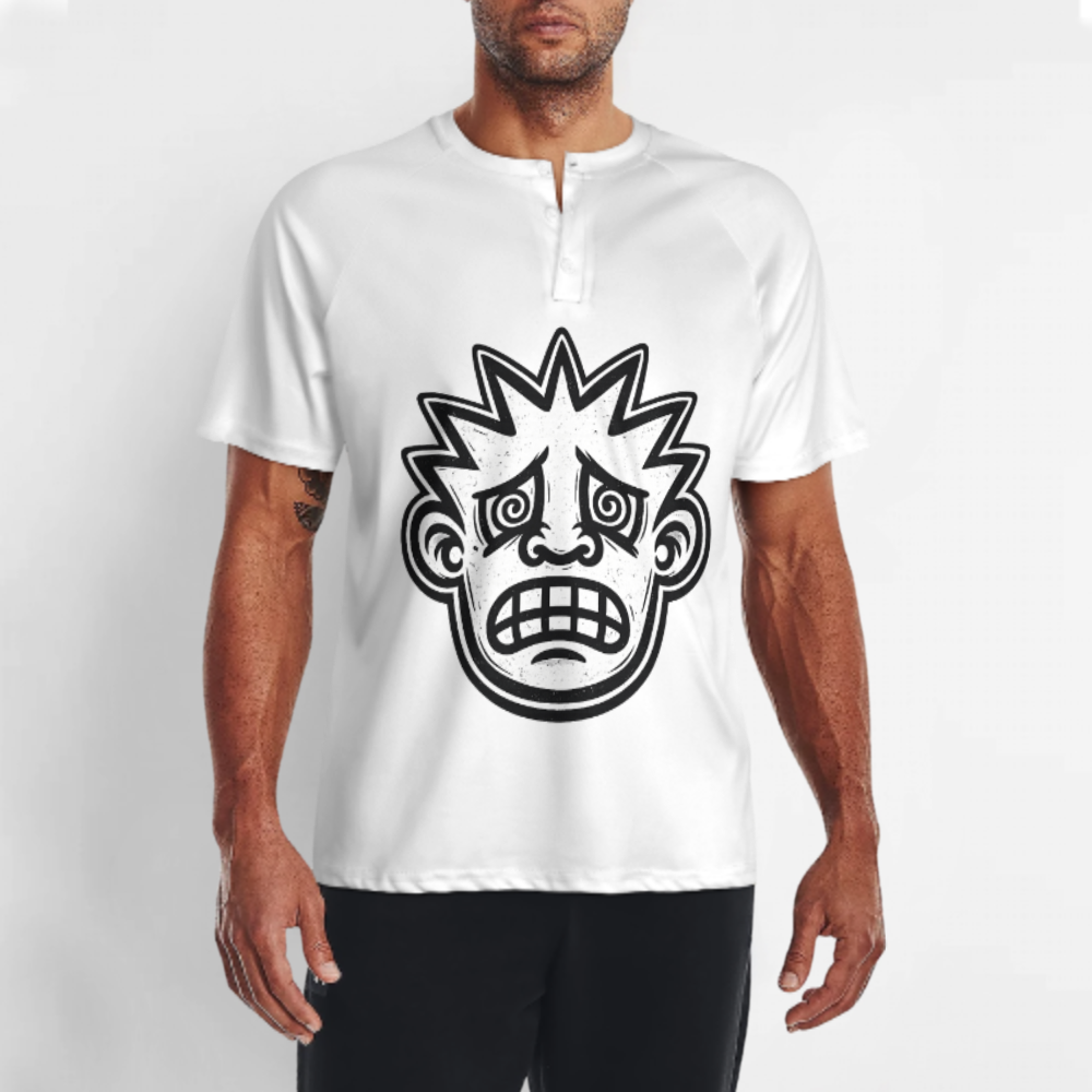 Retro Cartoon Panic Face Graphic T-Shirt – Vintage Distressed Streetwear Tee for Men & Women(z200)