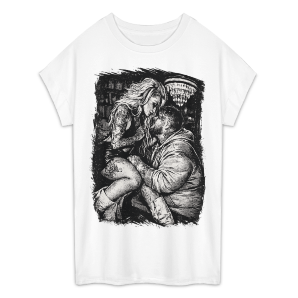 Edgy Couple Graphic Tee – Romantic Tattoo Streetwear Aesthetic Shirt(z186)