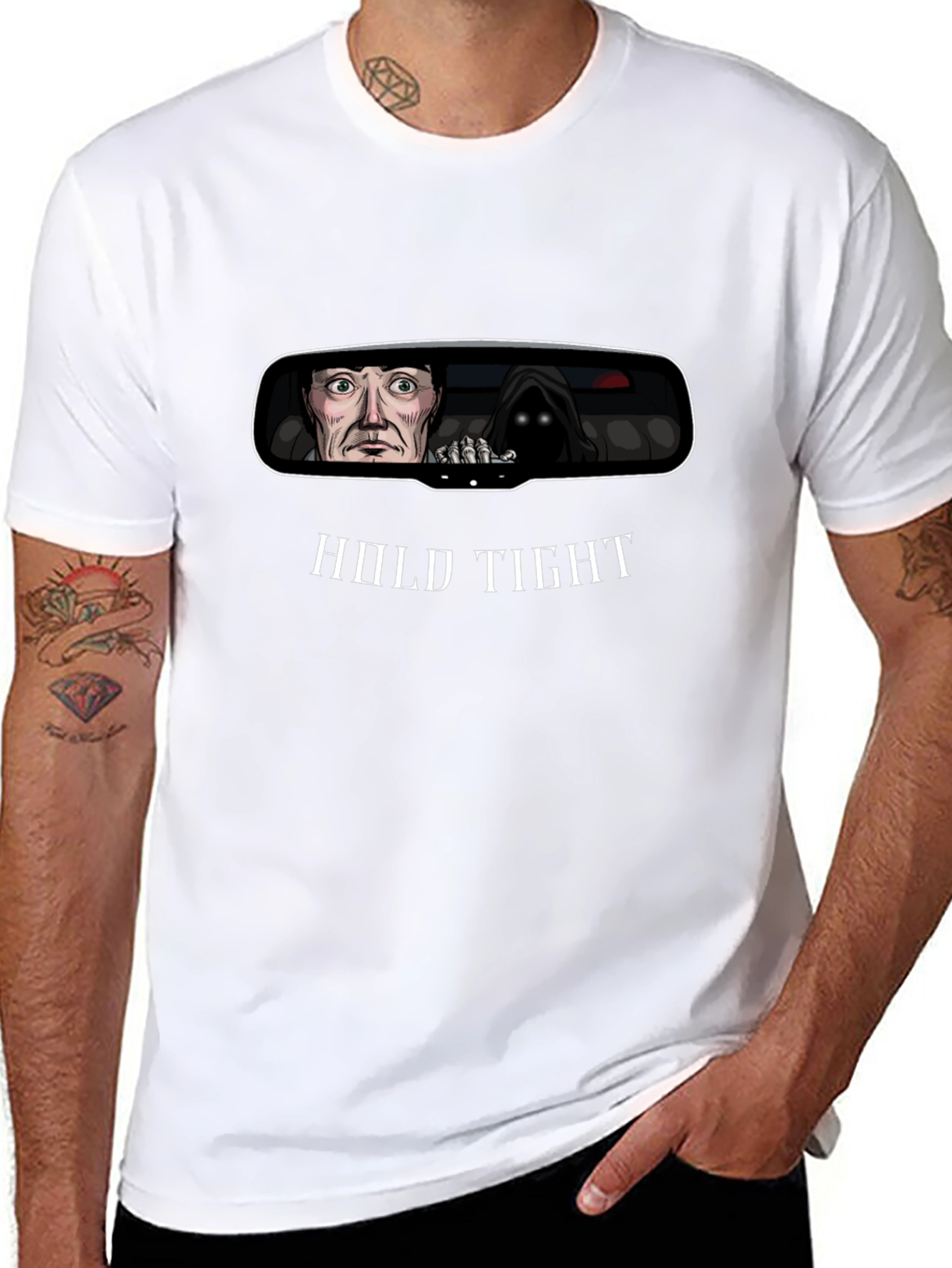 Hold Tight Rearview Mirror Graphic T-Shirt