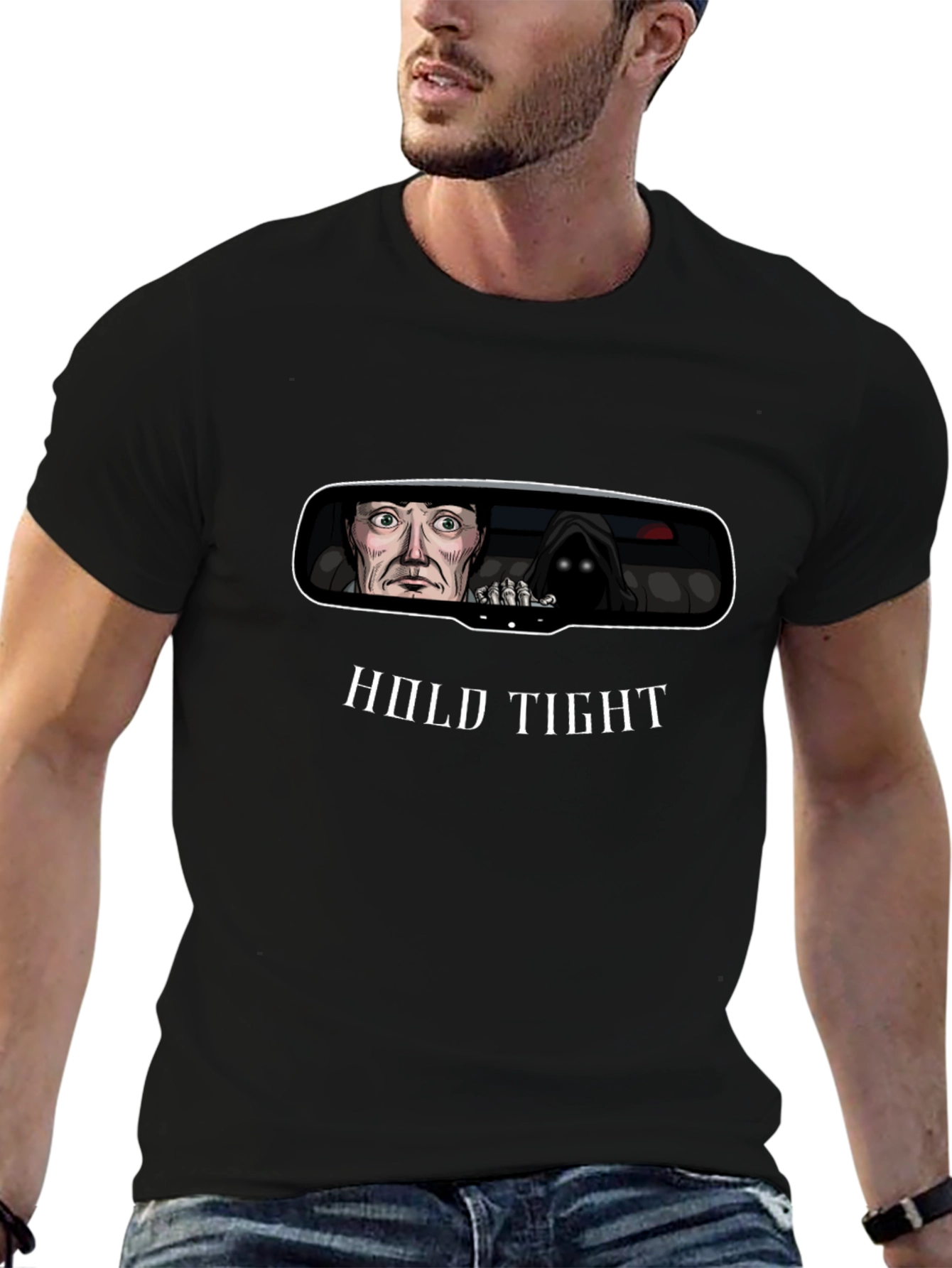 Hold Tight Rearview Mirror Graphic T-Shirt