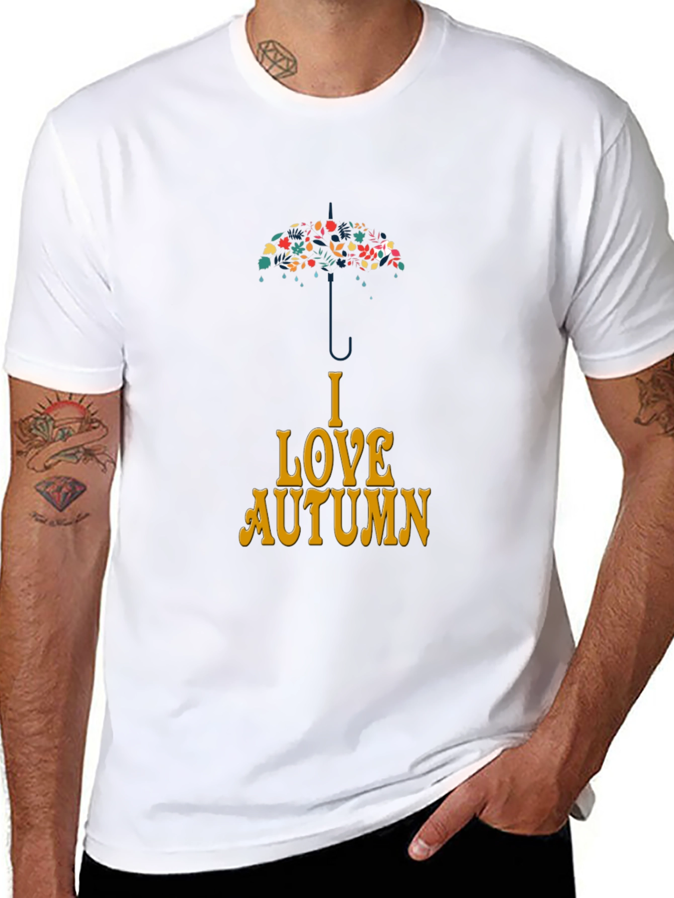 I Love Autumn Umbrella Graphic T-Shirt