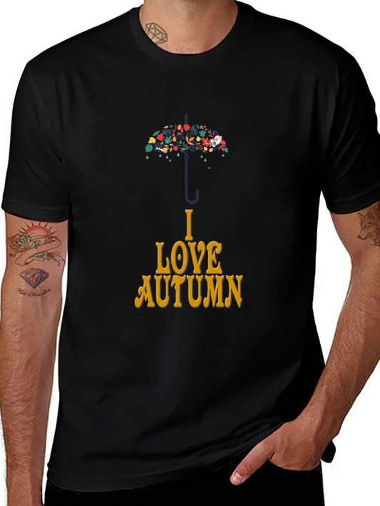 I Love Autumn Umbrella Graphic T-Shirt