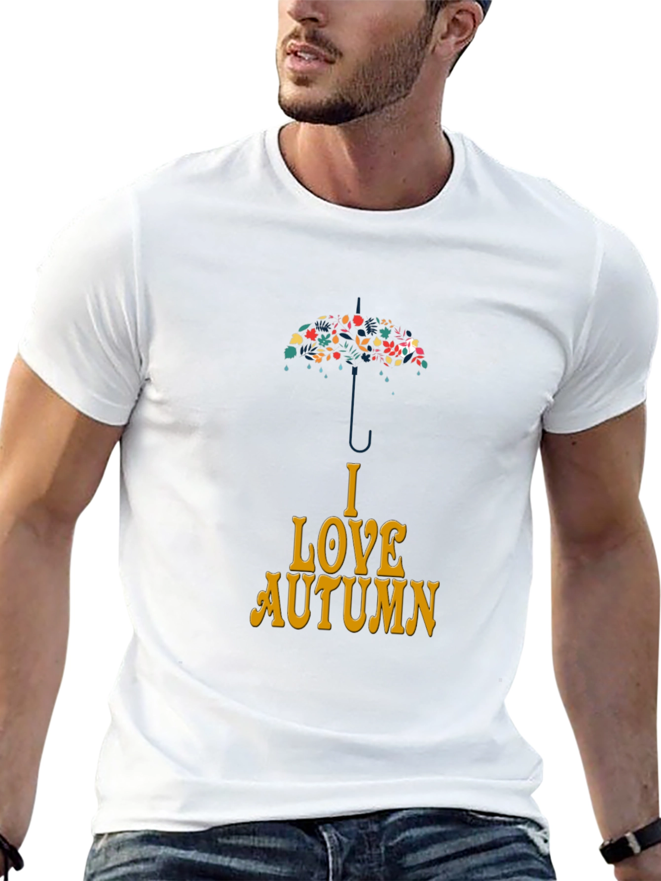 I Love Autumn Umbrella Graphic T-Shirt