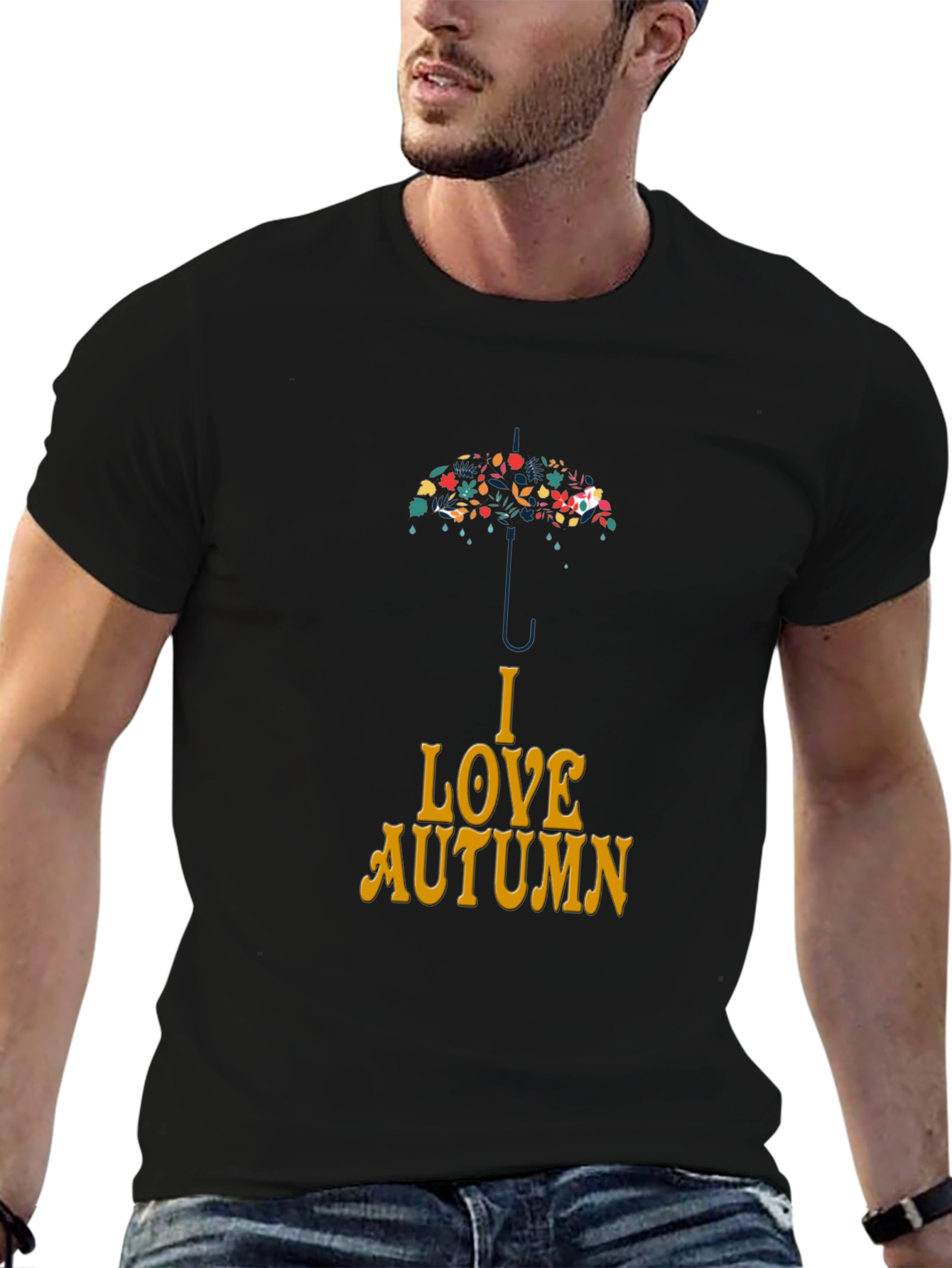 I Love Autumn Umbrella Graphic T-Shirt