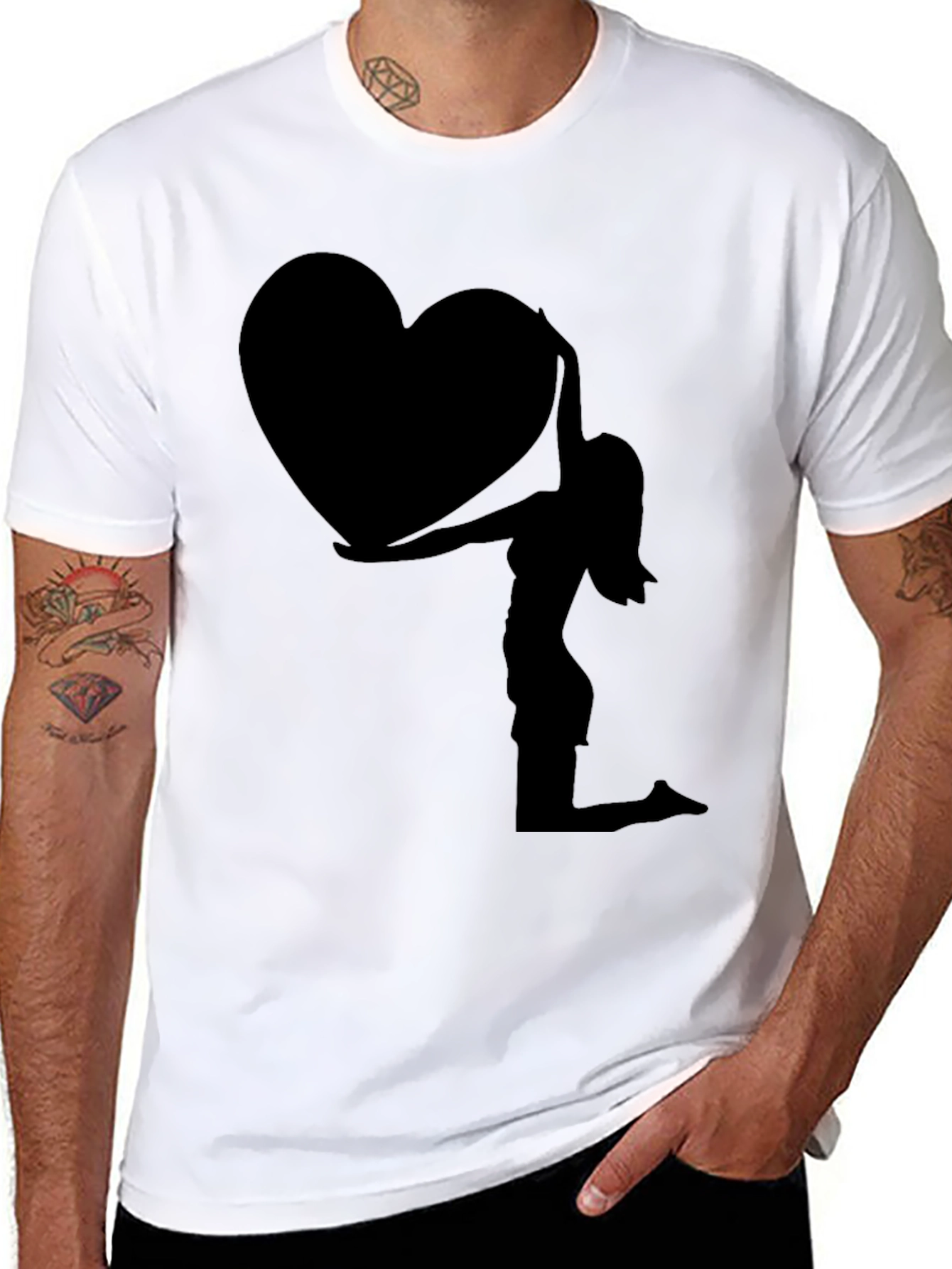 Silhouette Heart Graphic Tee - Black