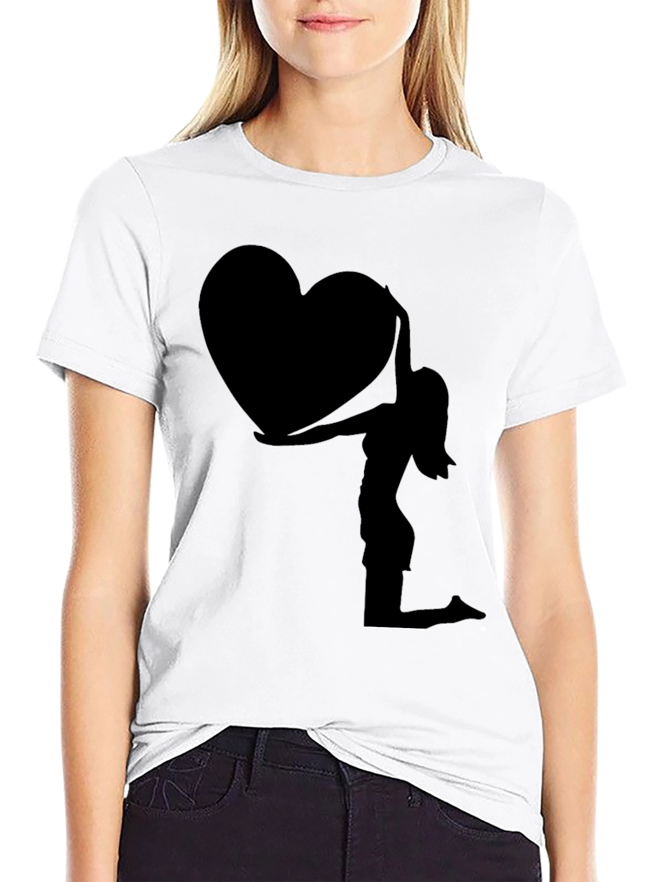 Silhouette Heart Graphic Tee - Black