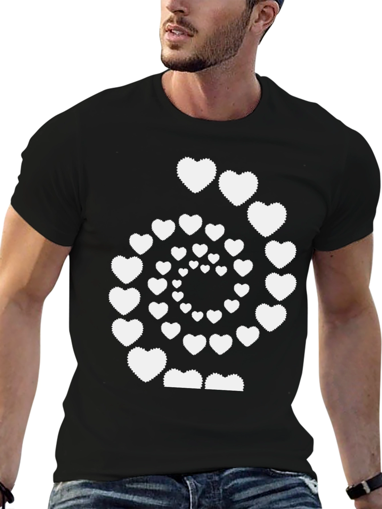 Heart Spiral Graphic Tee - Mens Black T-Shirt
