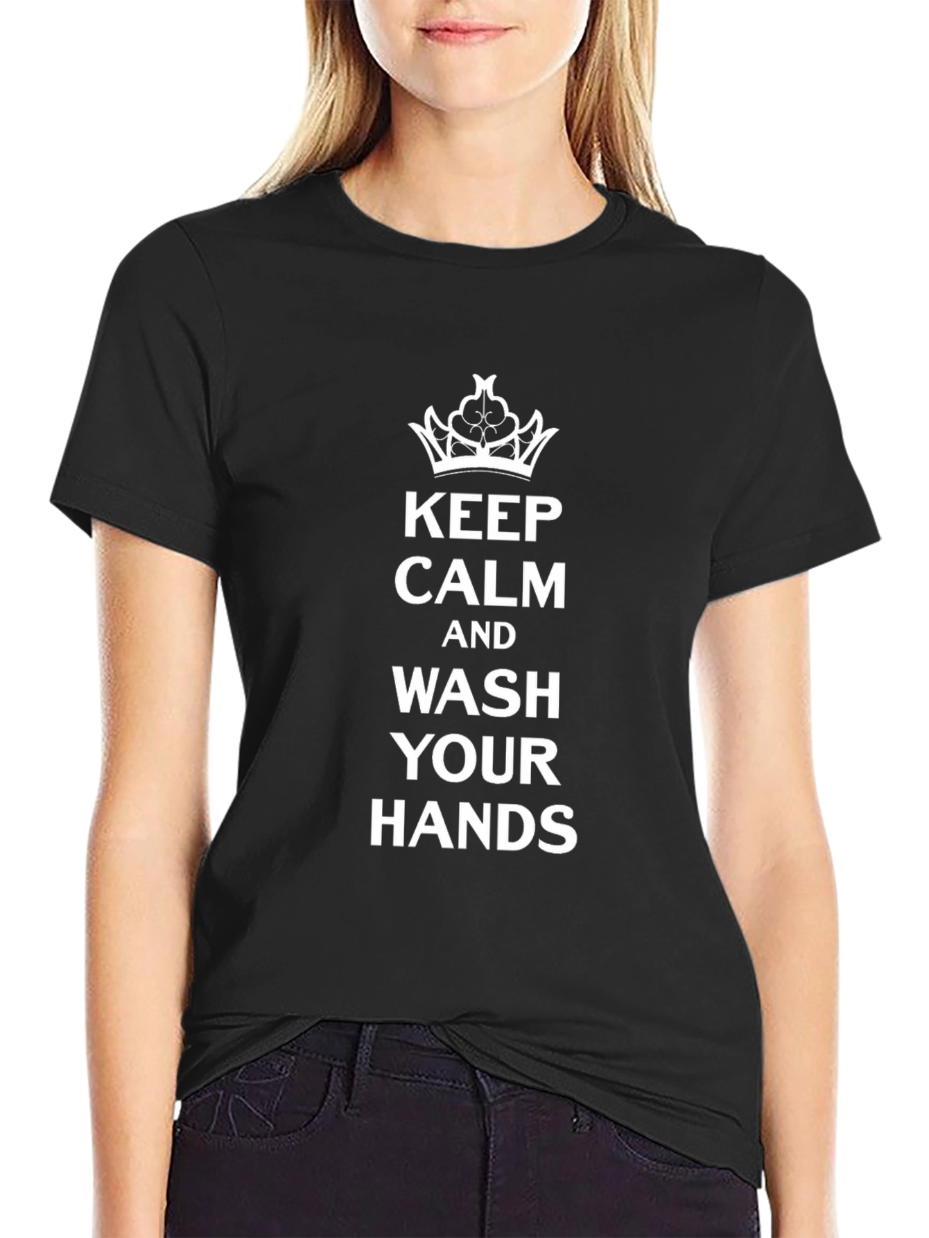 Keep Calm Wash Your Hands Black T-Shirt
