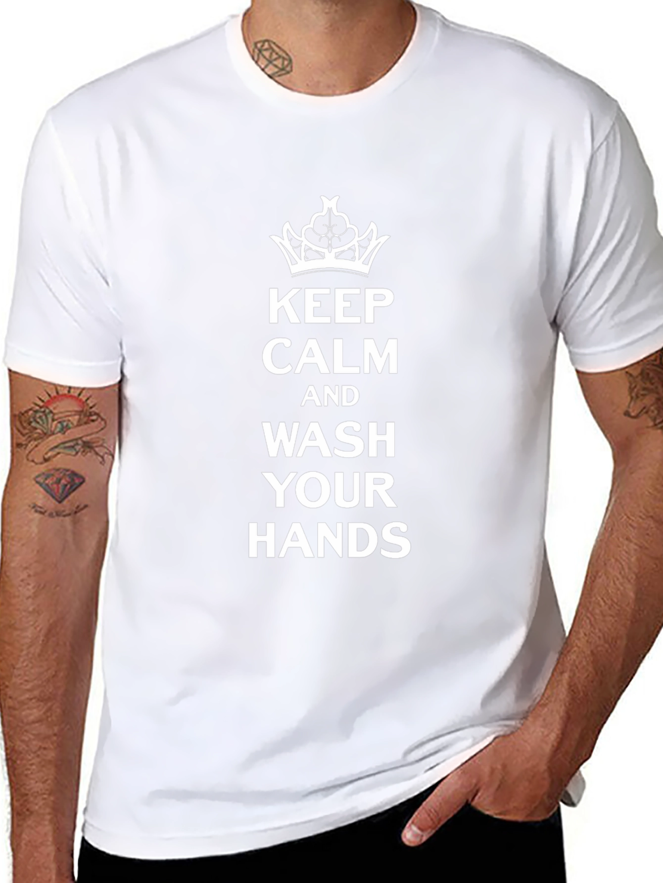 Keep Calm Wash Your Hands Black T-Shirt