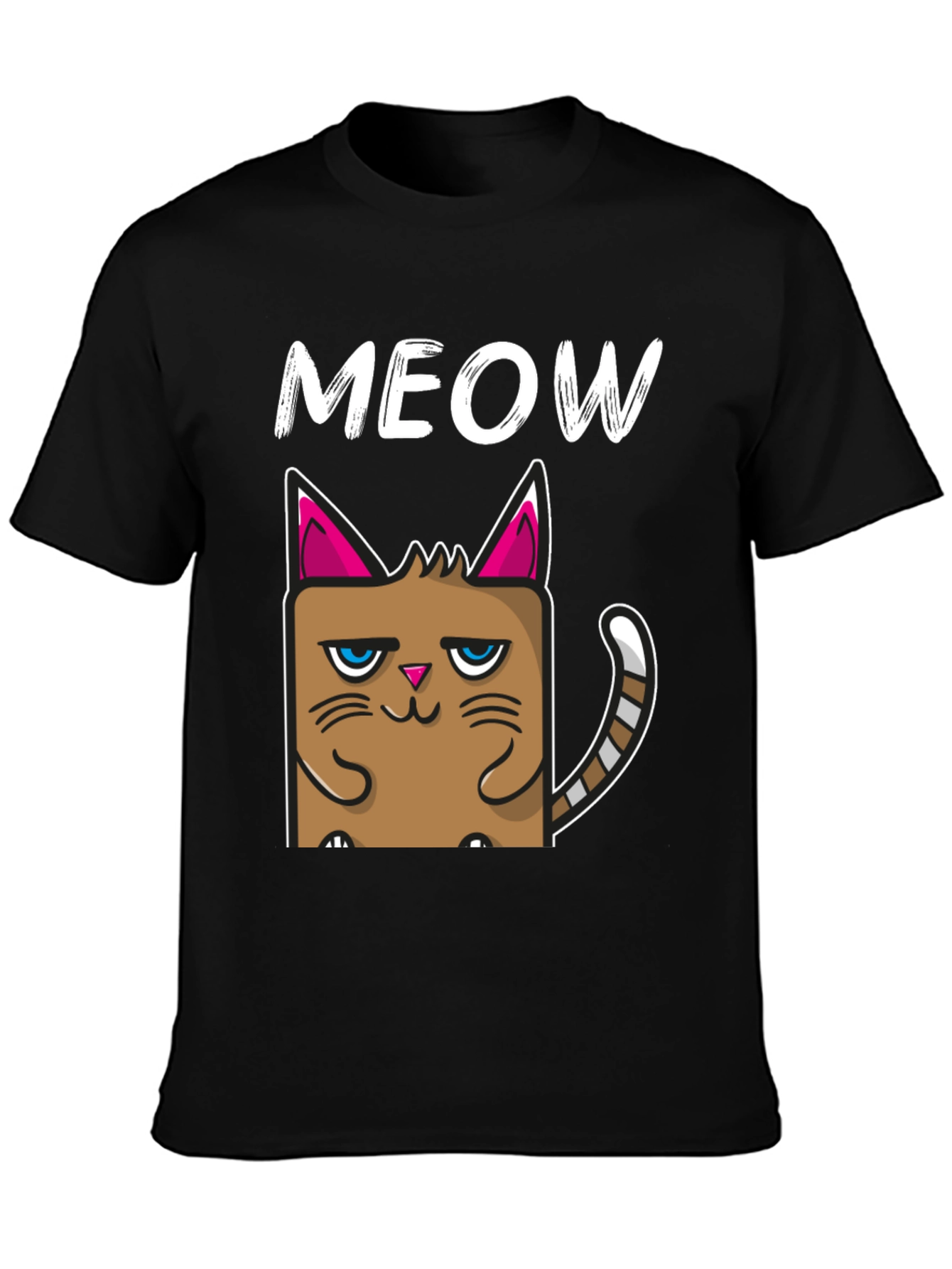 Grumpy Cat Meow Graphic Tee - Black Cotton T-Shirt