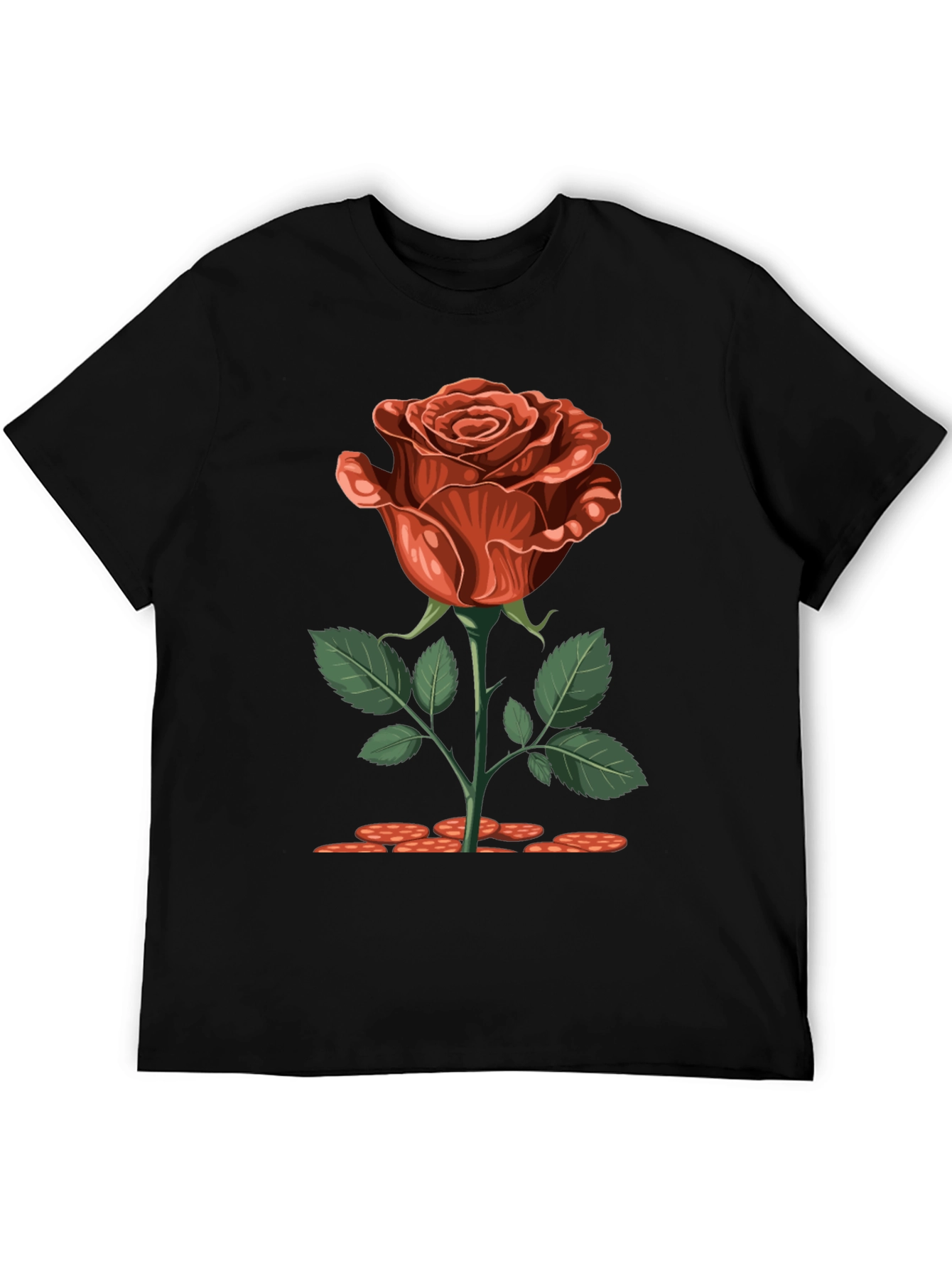 Rose Graphic Print Black T-Shirt