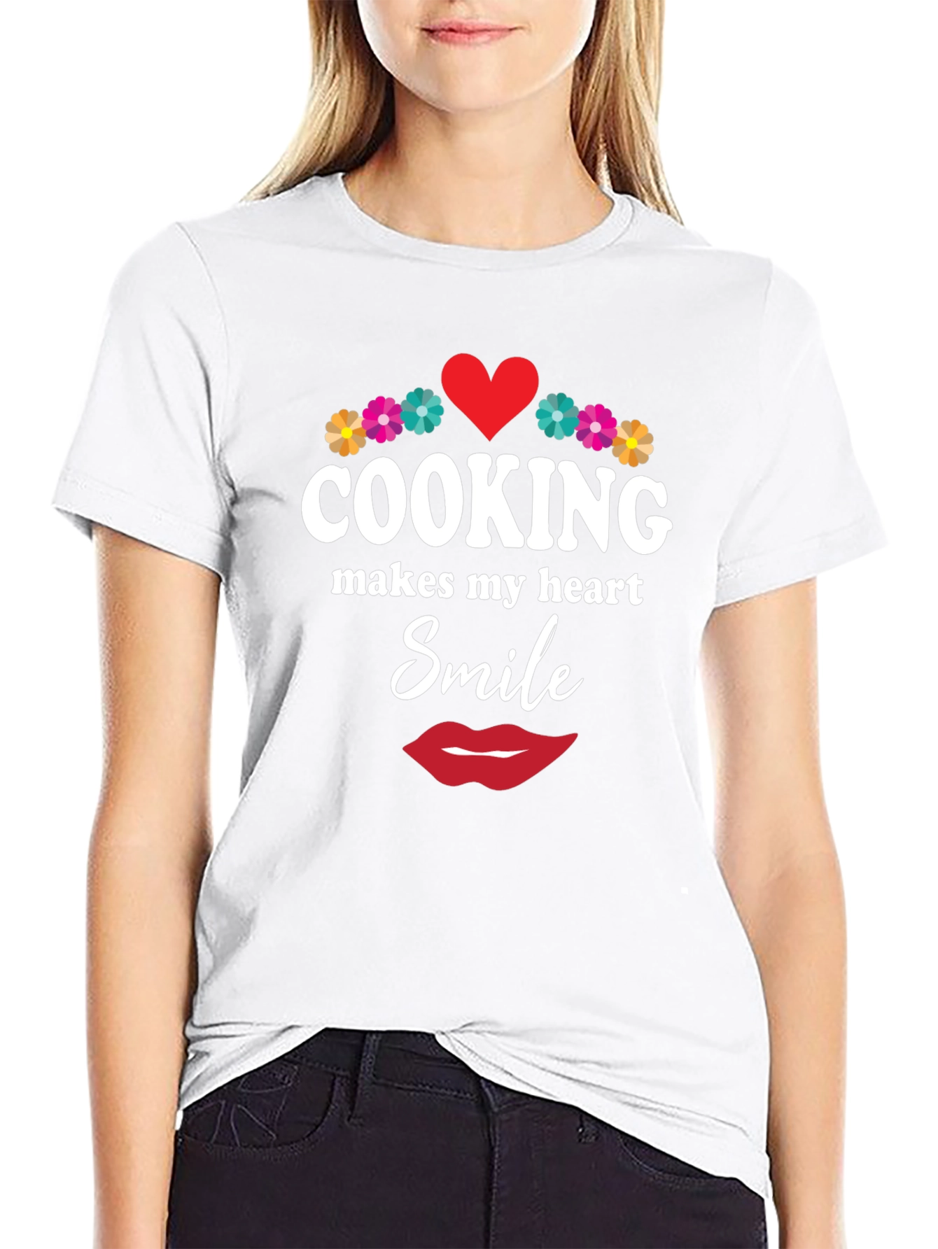 Cooking Makes My Heart Smile Black T-Shirt