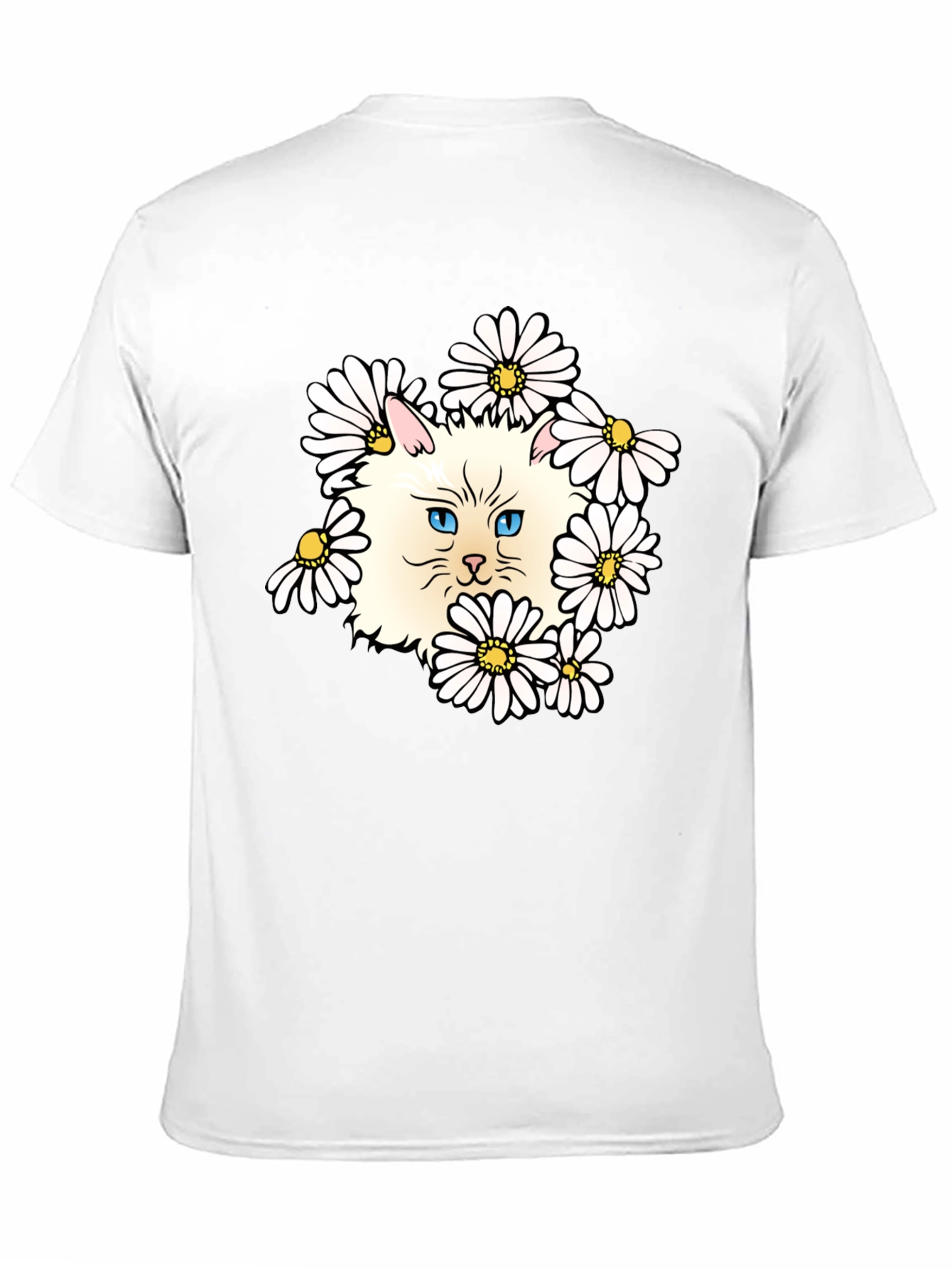 Cat & Daisy Graphic T-Shirt - Black