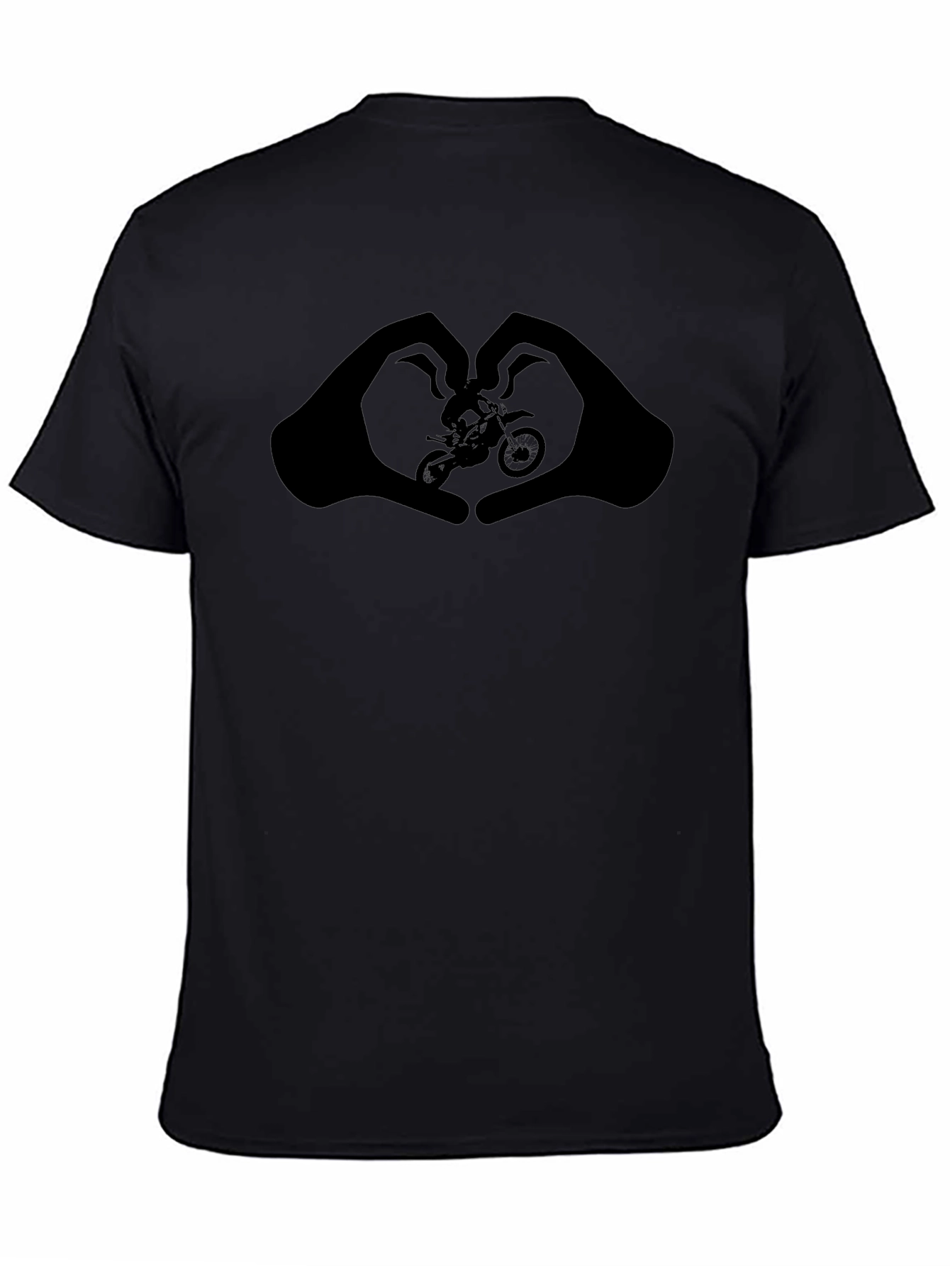 Motorcycle Heart Hands Graphic Tee - Black