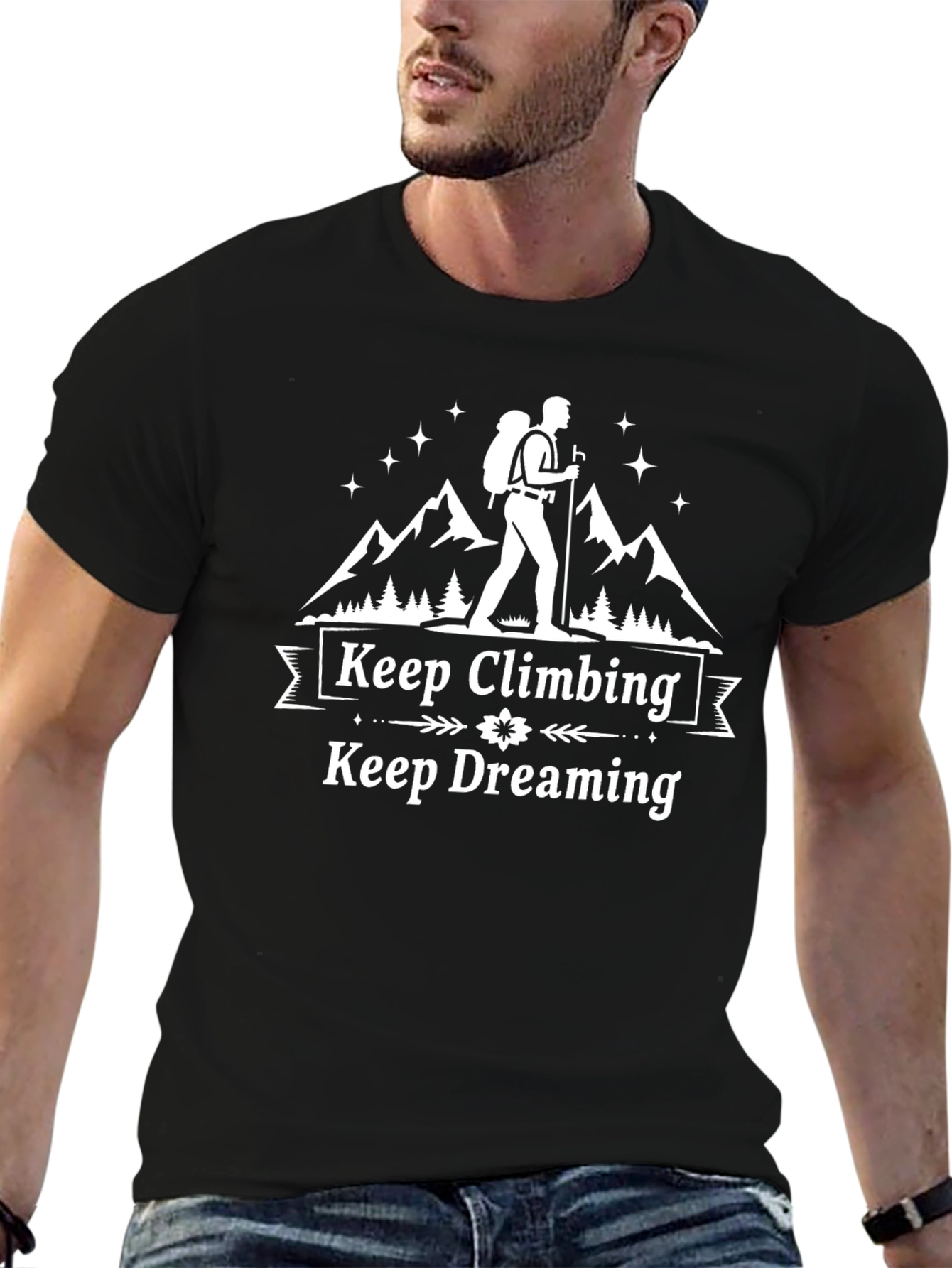 Keep Climbing Keep Dreaming Black Graphic T-Shirt