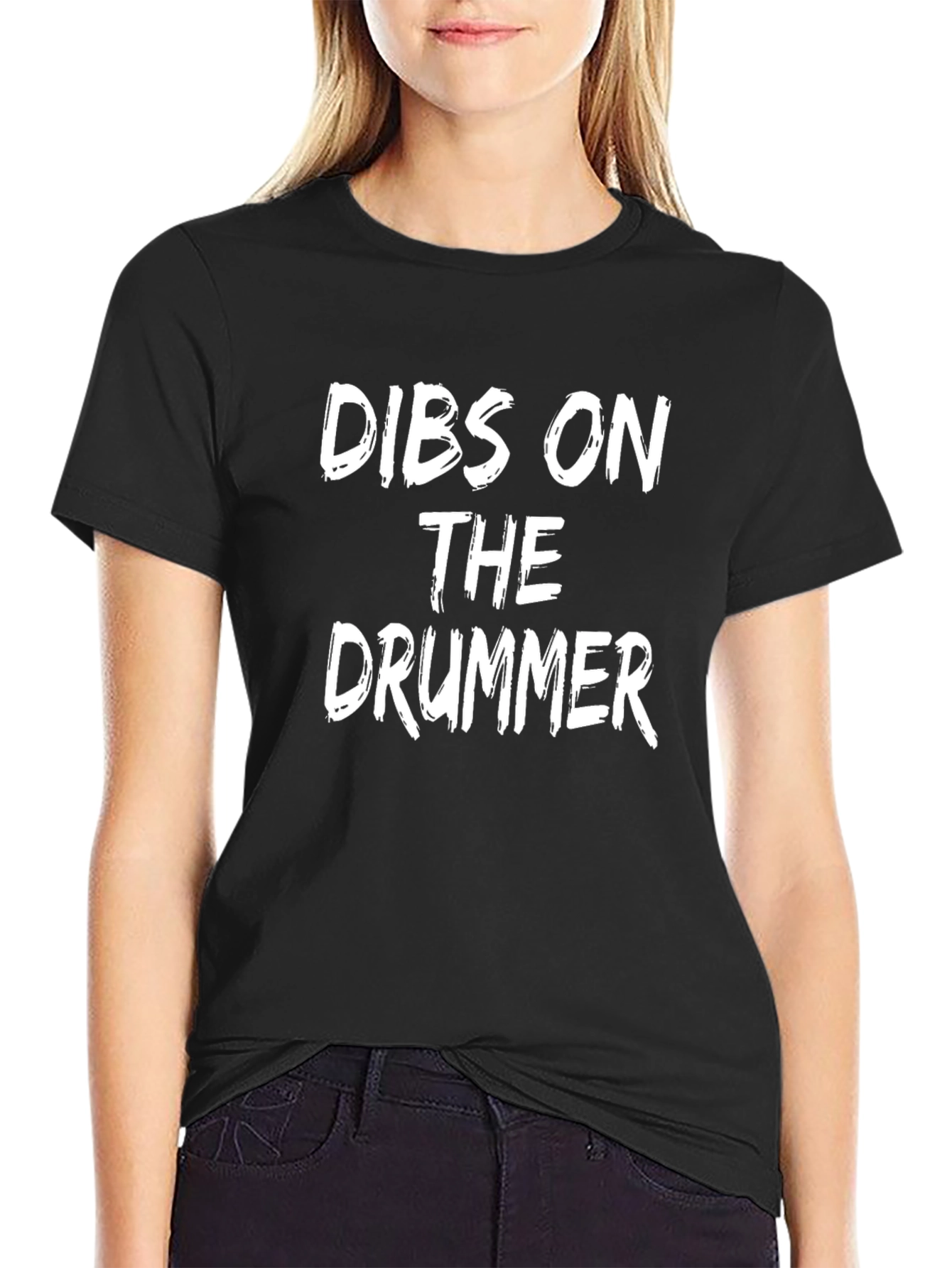 Dibs on The Drummer Black Cotton T-Shirt
