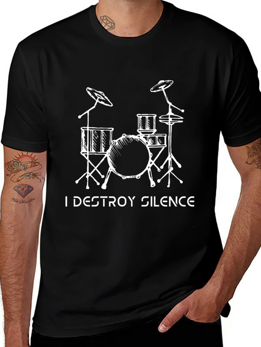 I Destroy Silence Drum Set Graphic T-Shirt