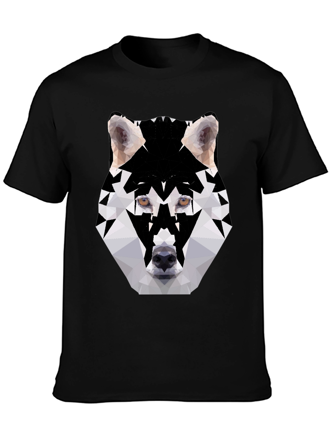 Geometric Wolf Graphic Tee - Black T-Shirt