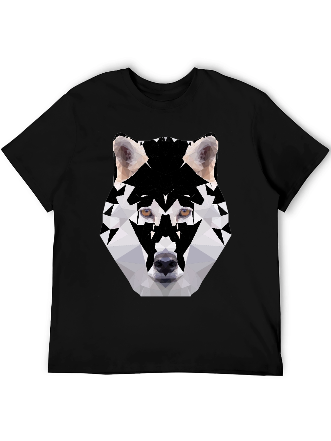 Geometric Wolf Graphic Tee - Black T-Shirt