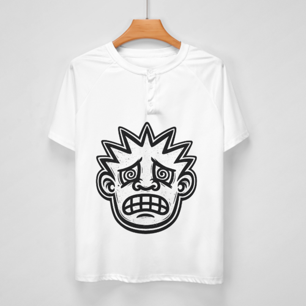 Retro Cartoon Panic Face Graphic T-Shirt – Vintage Distressed Streetwear Tee for Men & Women(z200)