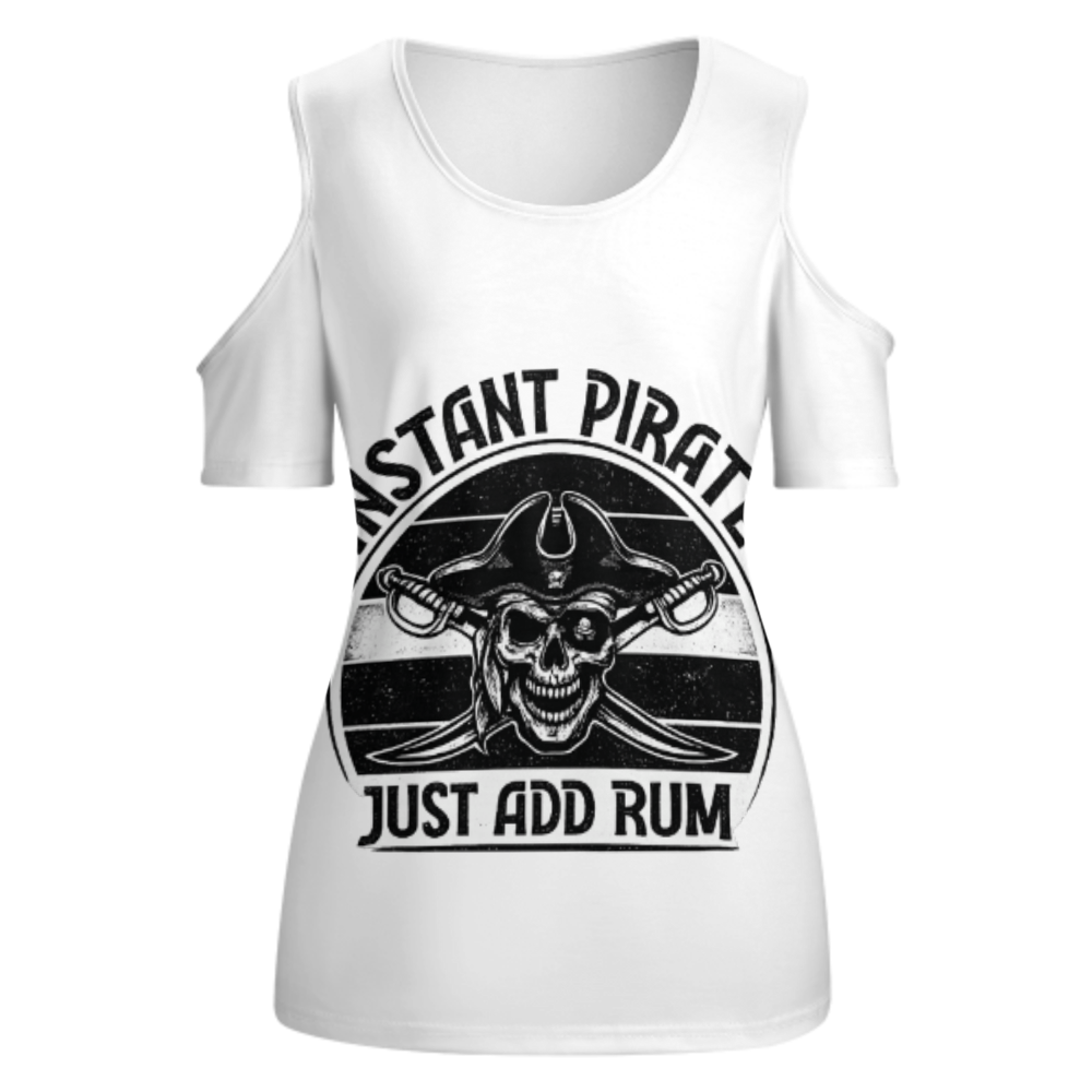 Instant Pirate Graphic T-Shirt – Just Add Rum Funny Skull Tee for Pirate Lovers(z172)