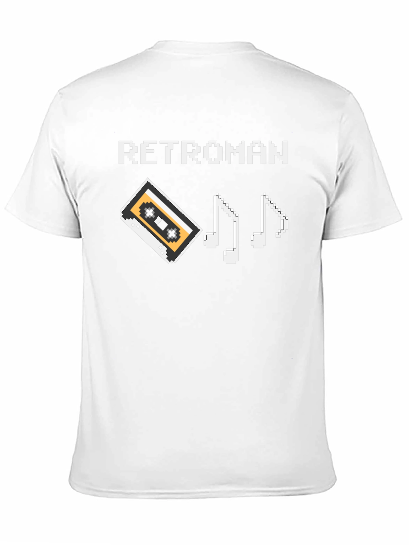 Retroman Black Pixel Cassette & Music Notes T-Shirt
