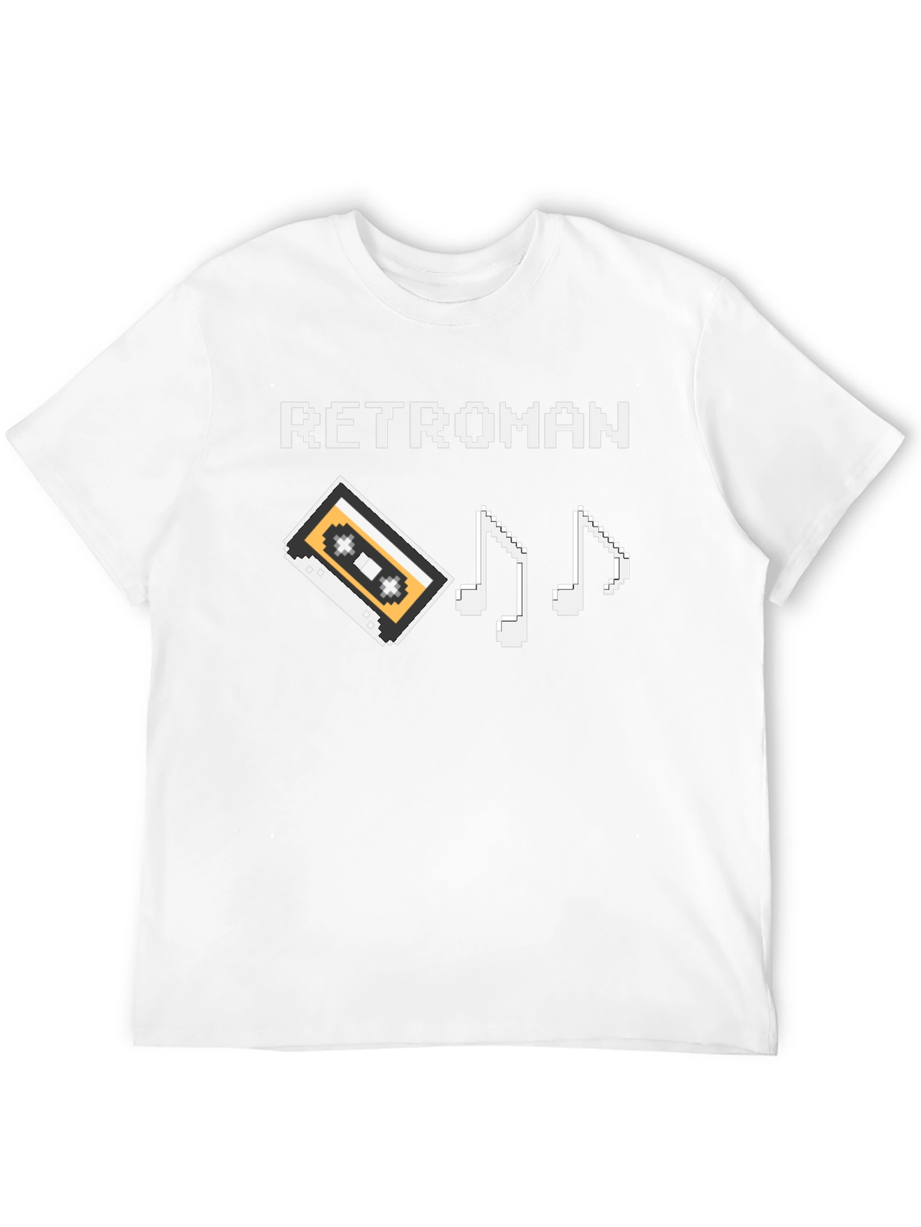 Retroman Black Pixel Cassette & Music Notes T-Shirt