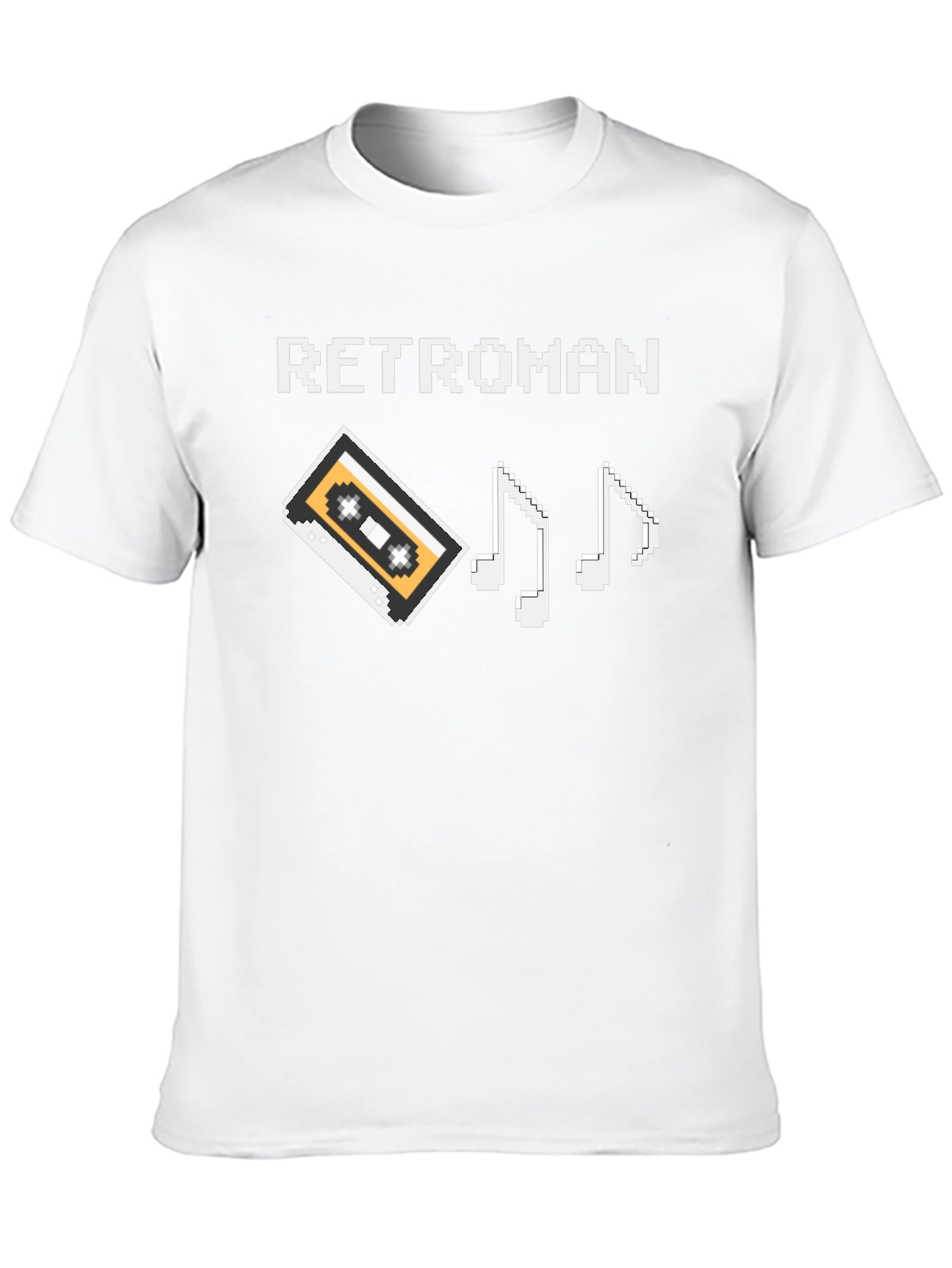 Retroman Black Pixel Cassette & Music Notes T-Shirt