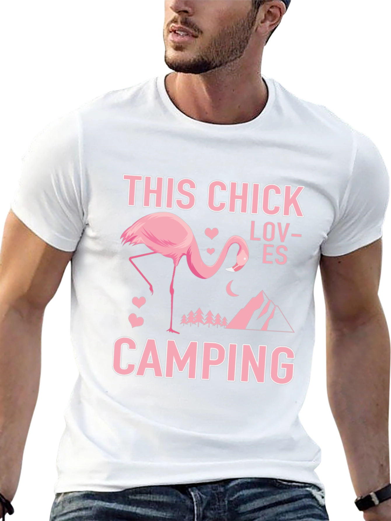 This Chick Loves Camping Flamingo Graphic Tee