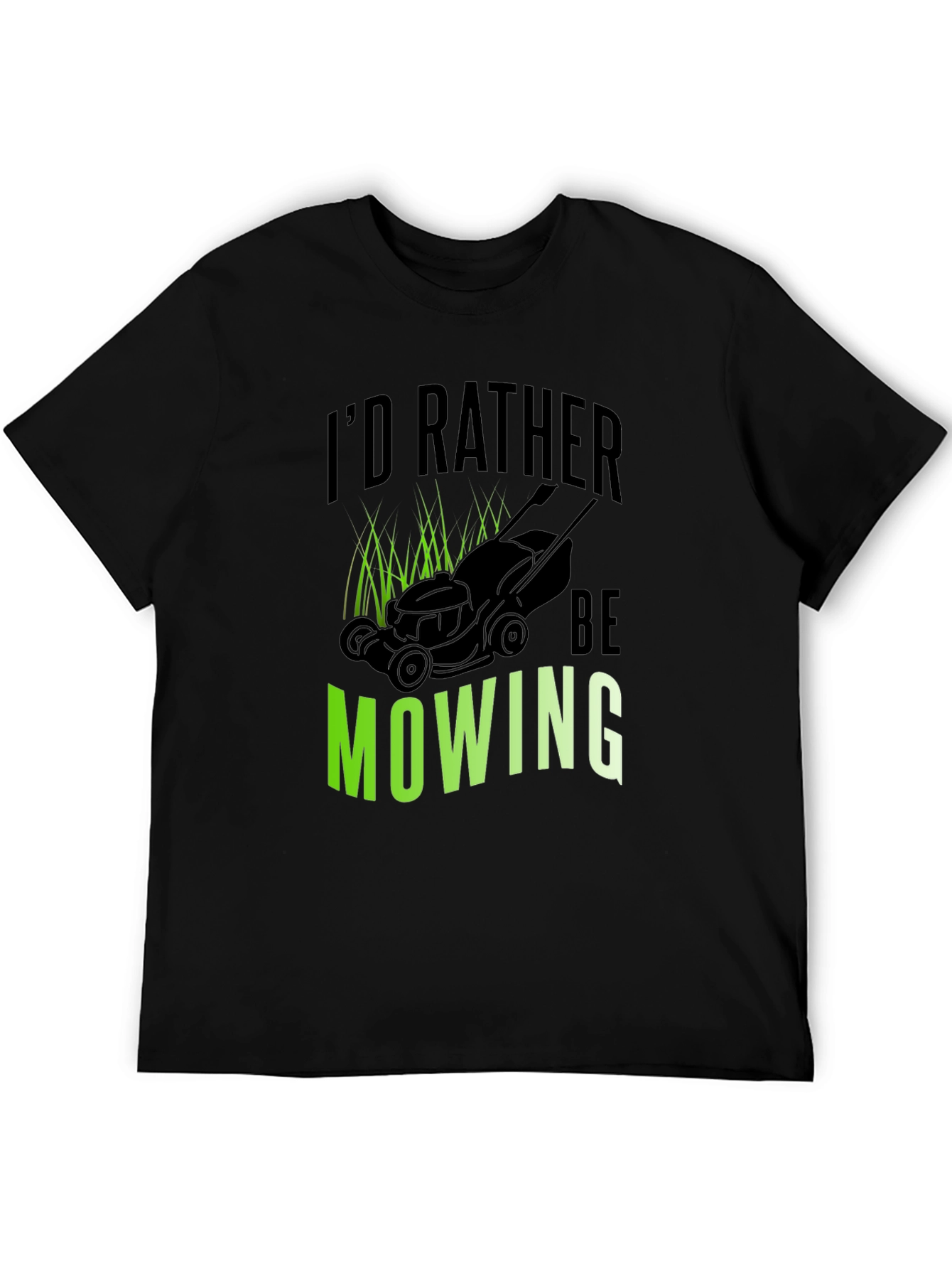 Id Rather Be Mowing Black Graphic Tee
