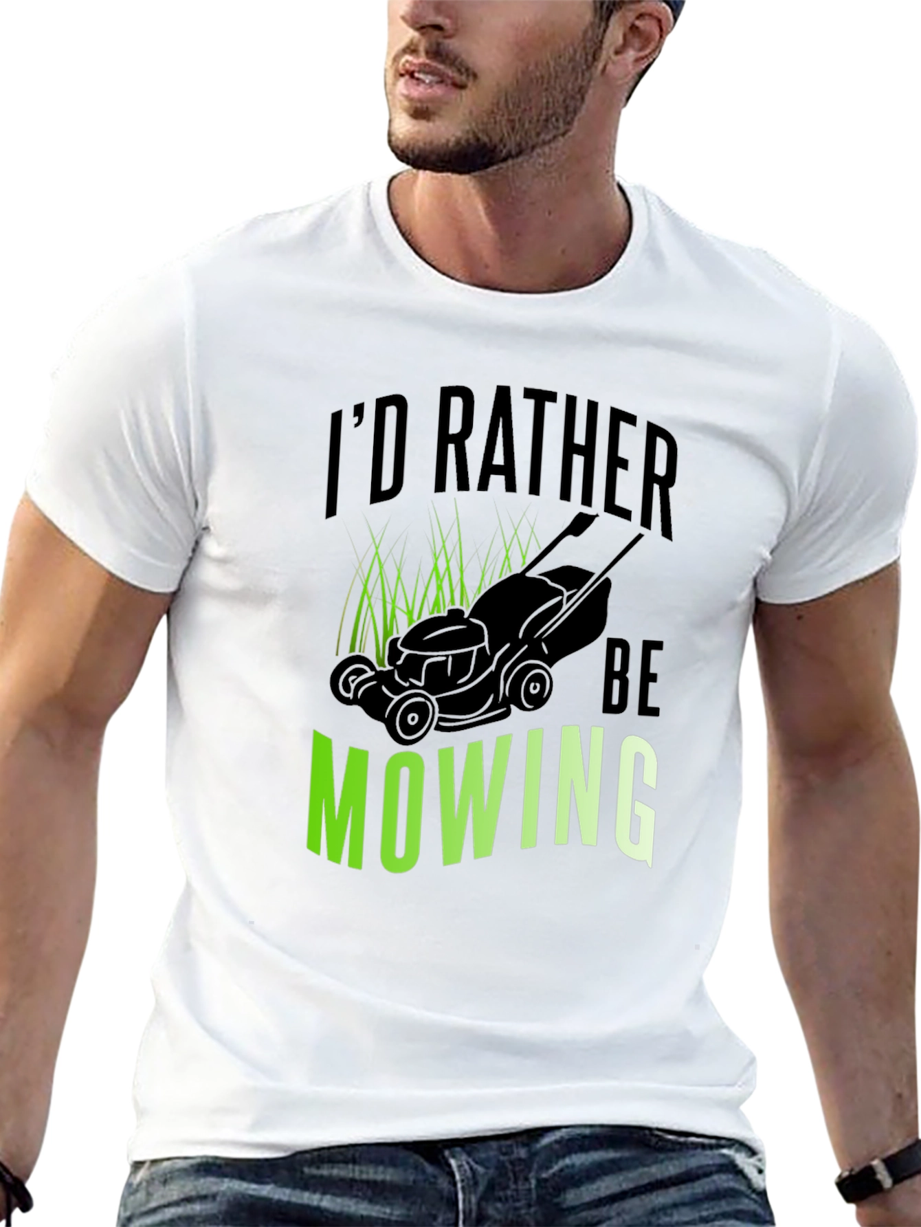 Id Rather Be Mowing Black Graphic Tee
