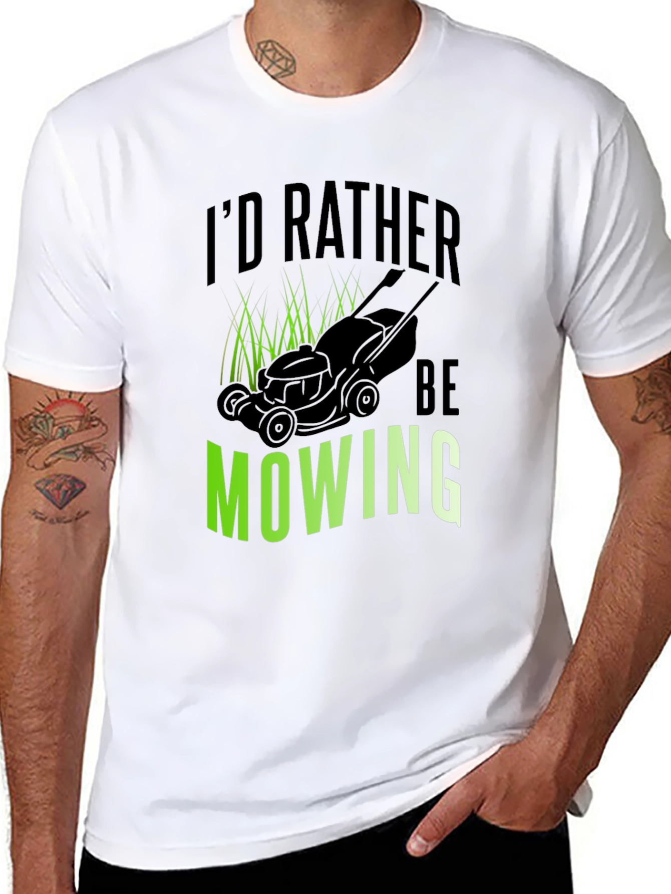 Id Rather Be Mowing Black Graphic Tee