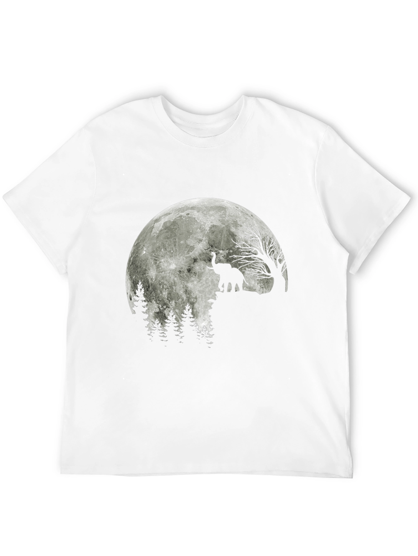 Elephant Moon Silhouette Black T-Shirt