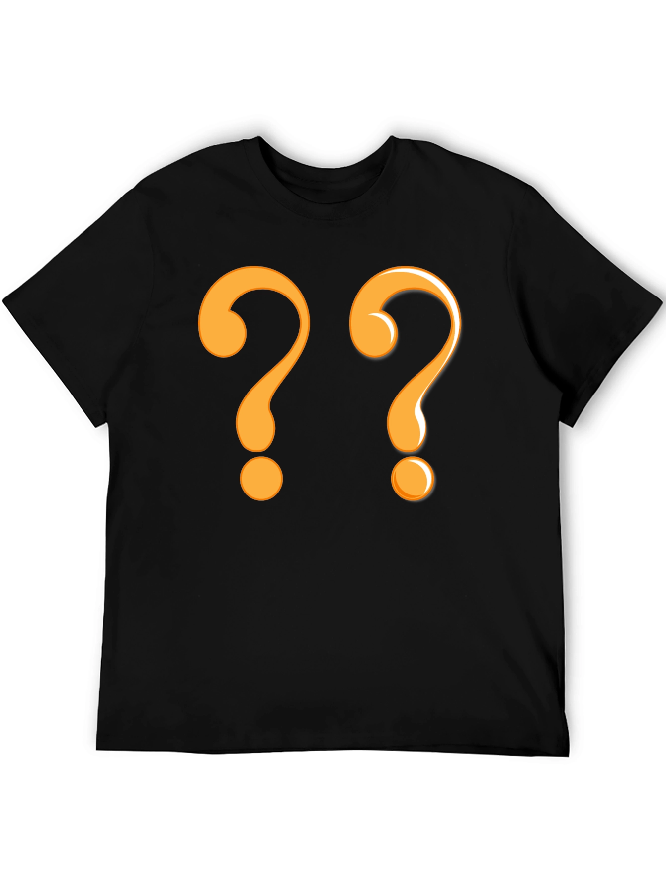 Question Mark Graphic Tee - Black Cotton Casual Shirt