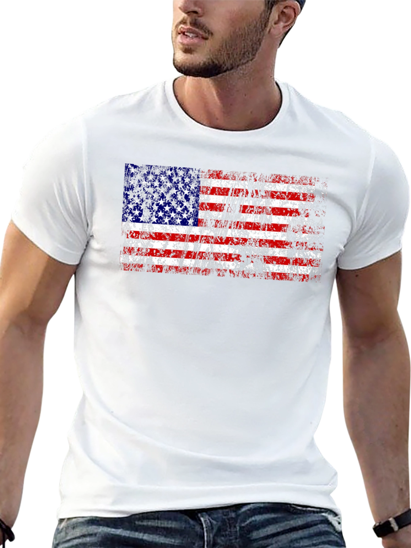 USA Flag Distressed Graphic T-Shirt